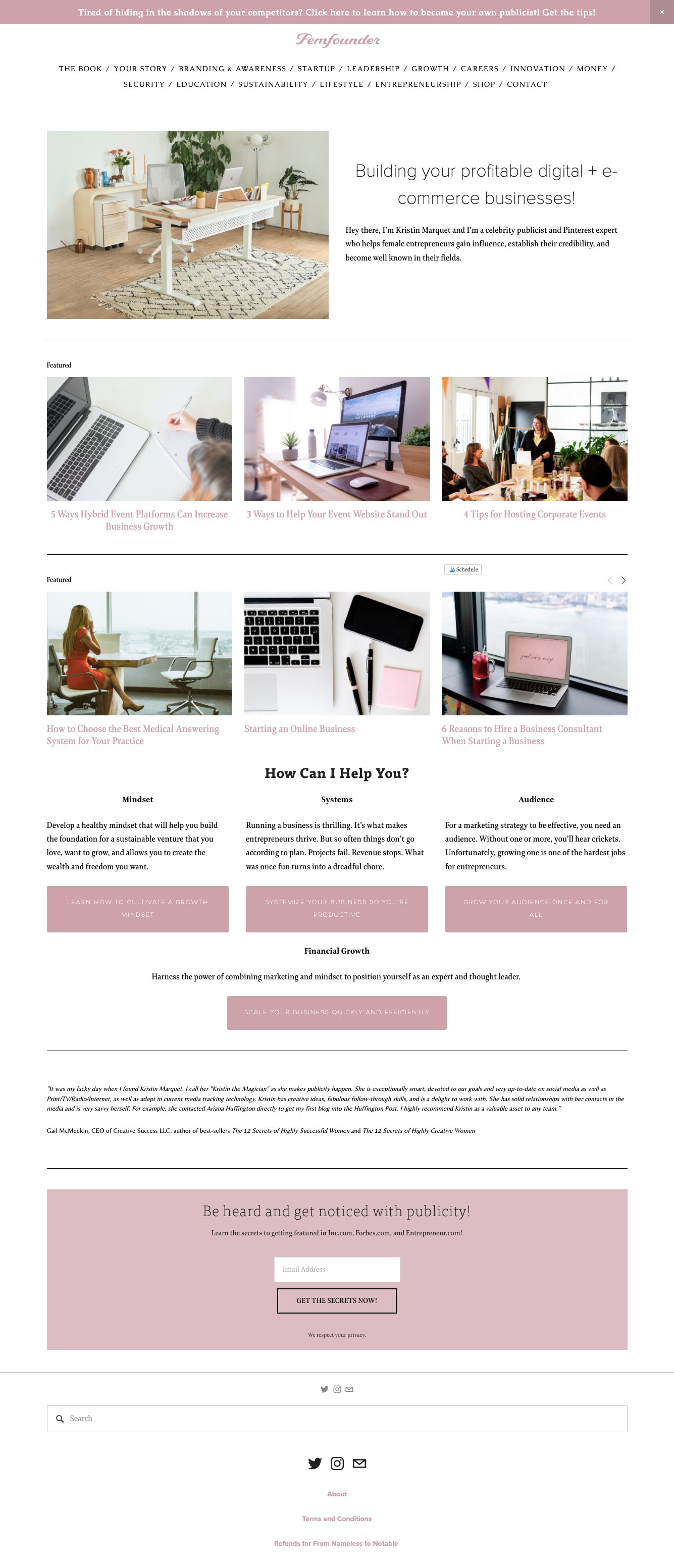  Femfounder.co homepage 