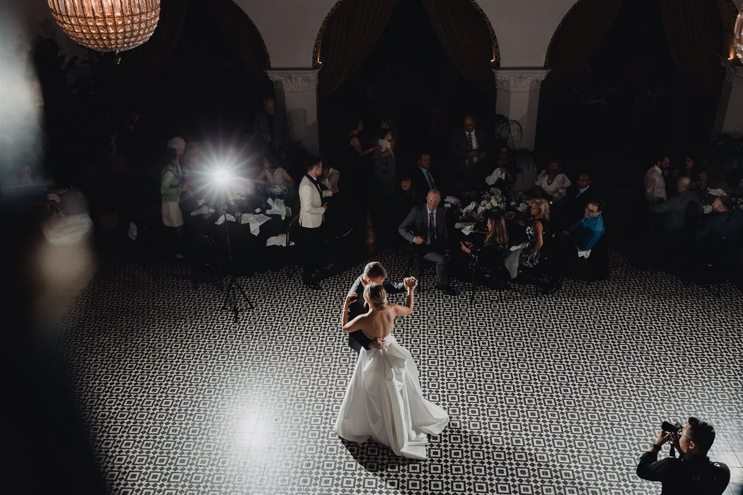 Guests dancing at a Lulan Studio wedding reception