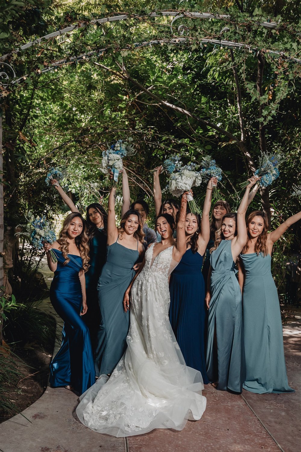 Bride and Bridesmaids Celebration Photo