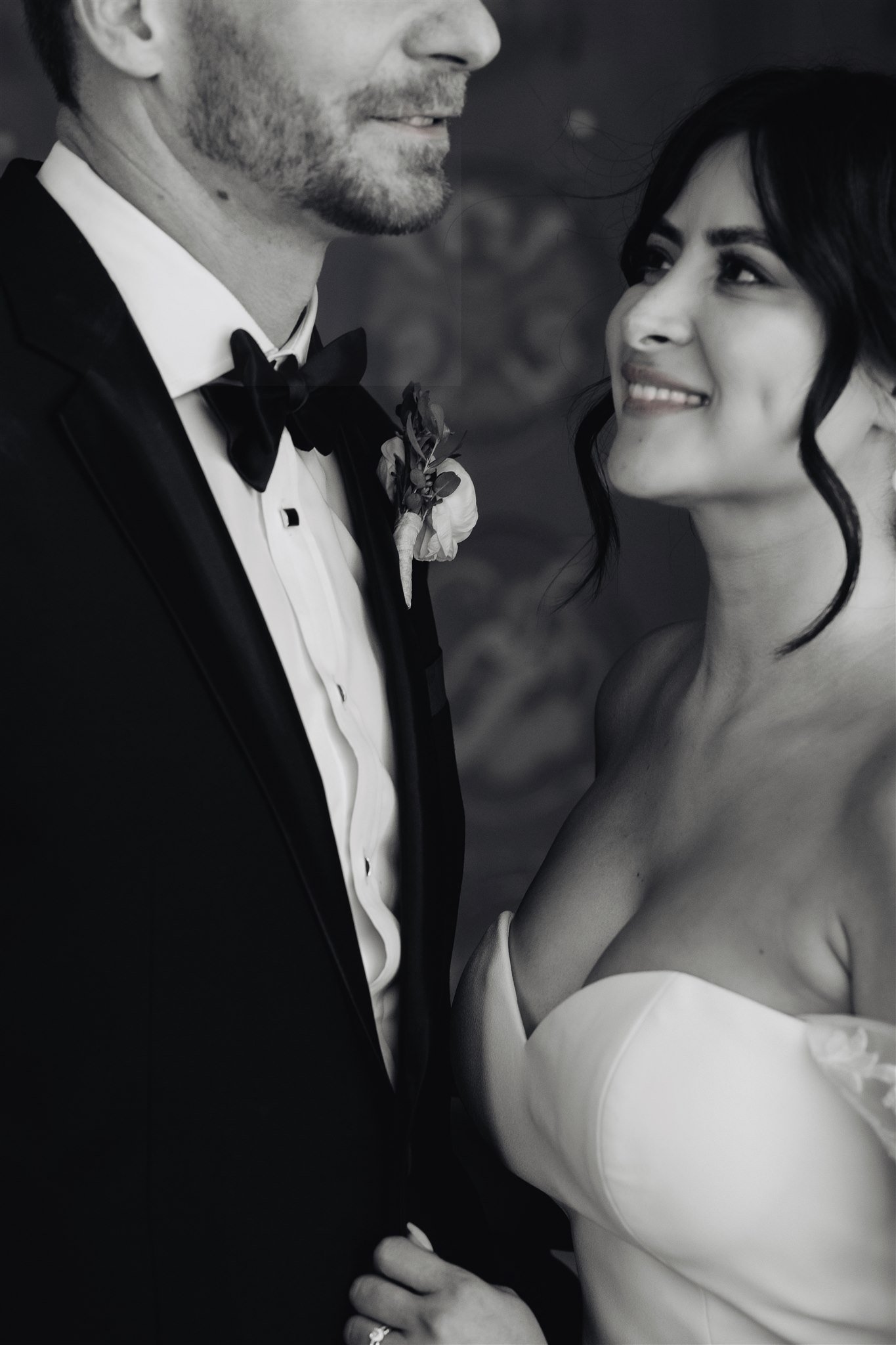 Bride &amp; Groom Wedding Portrait by Lulan Studio at Grapevine Arbor Black and White photo