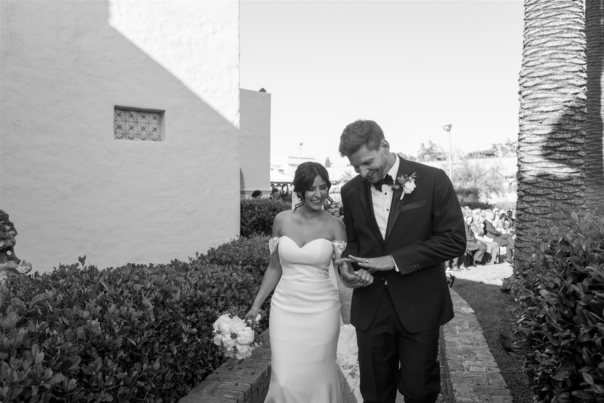 Bride &amp; Groom Wedding Portrait by Lulan Studio at Grapevine Arbor Black and White photo