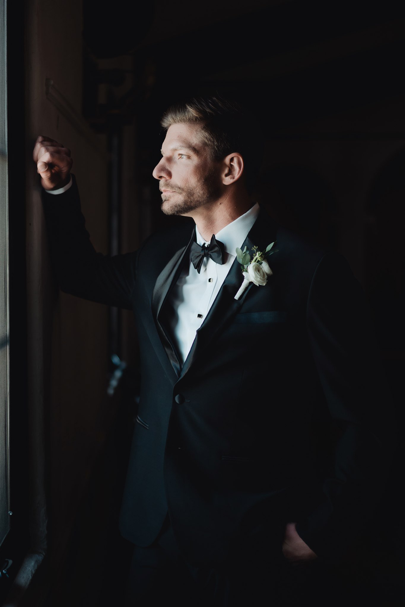 Groom Portrait by Lulan Studio at Grapevine Arbor