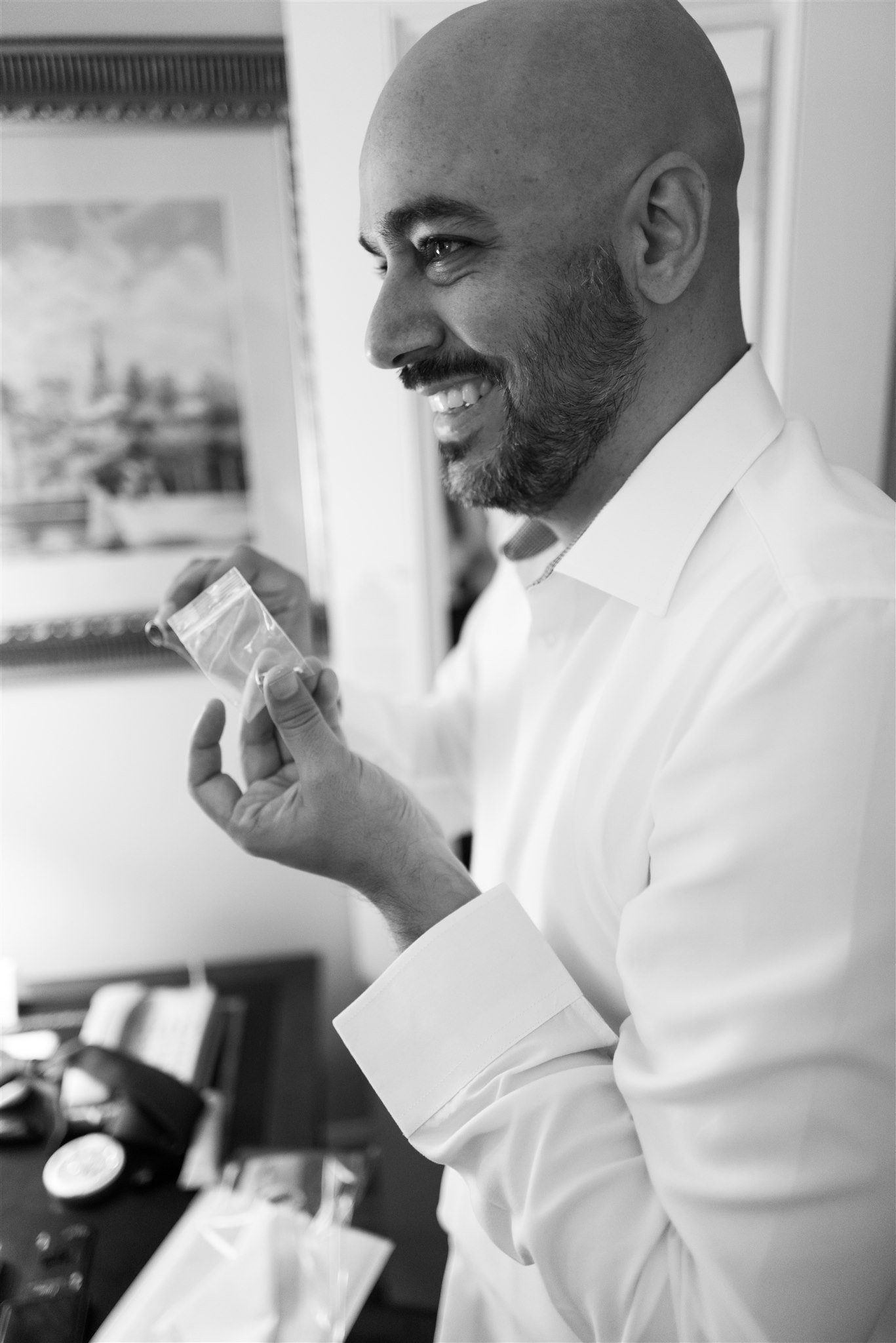 Groom Getting Ready at the Oviatt Penthouse