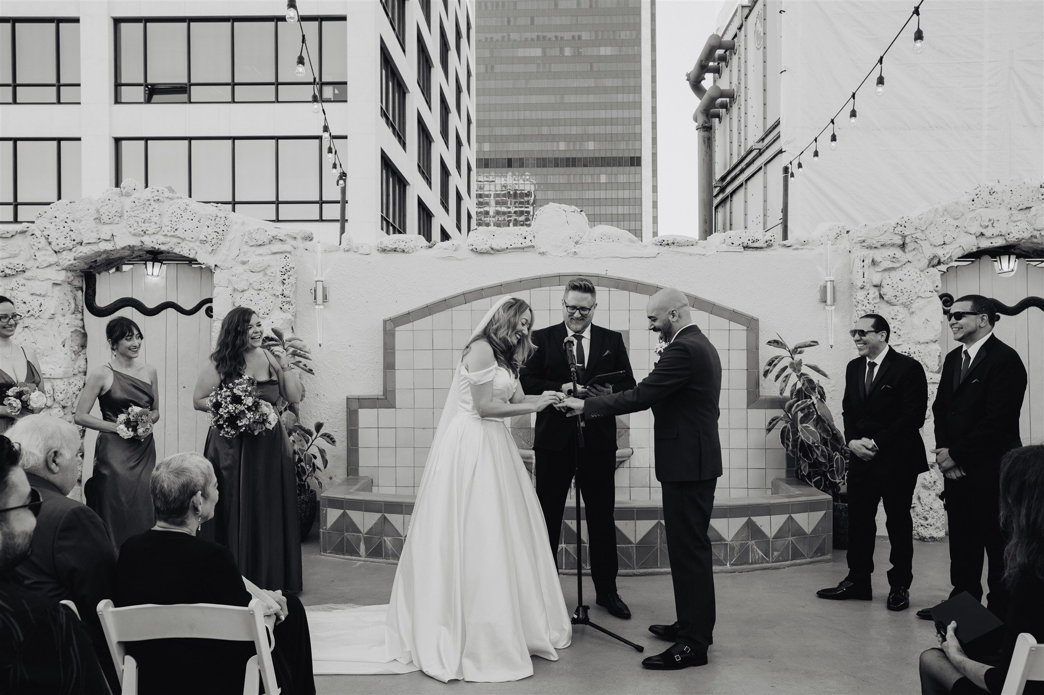 Wedding Ceremony at Oviatt Penthouse taken by Lulan Studio