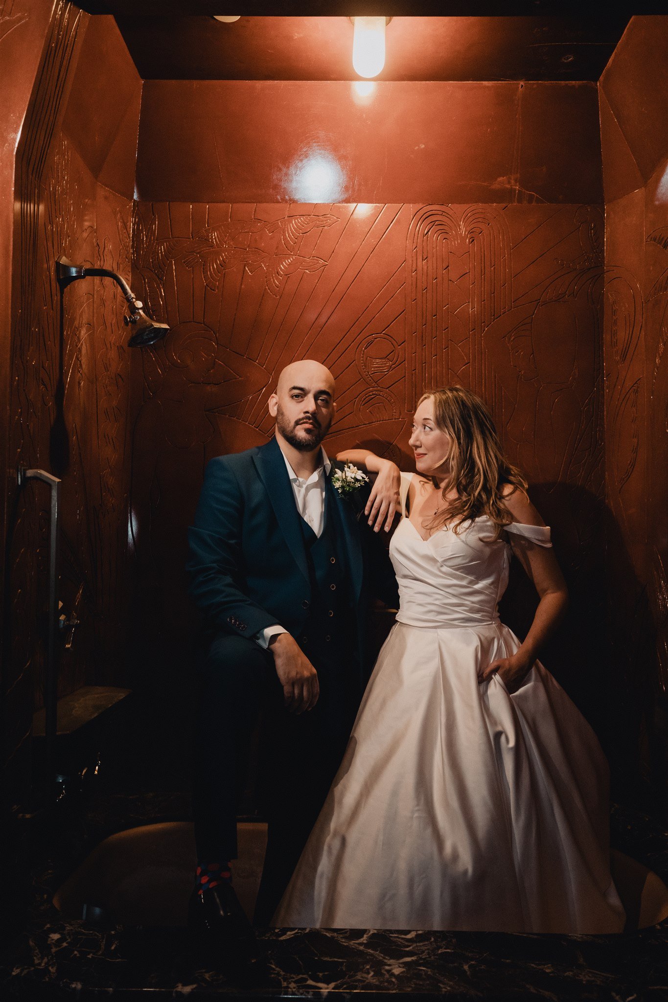 Bride and Groom Wedding Portrait at the Oviatt Penthouse, taken by Lulan Studio
