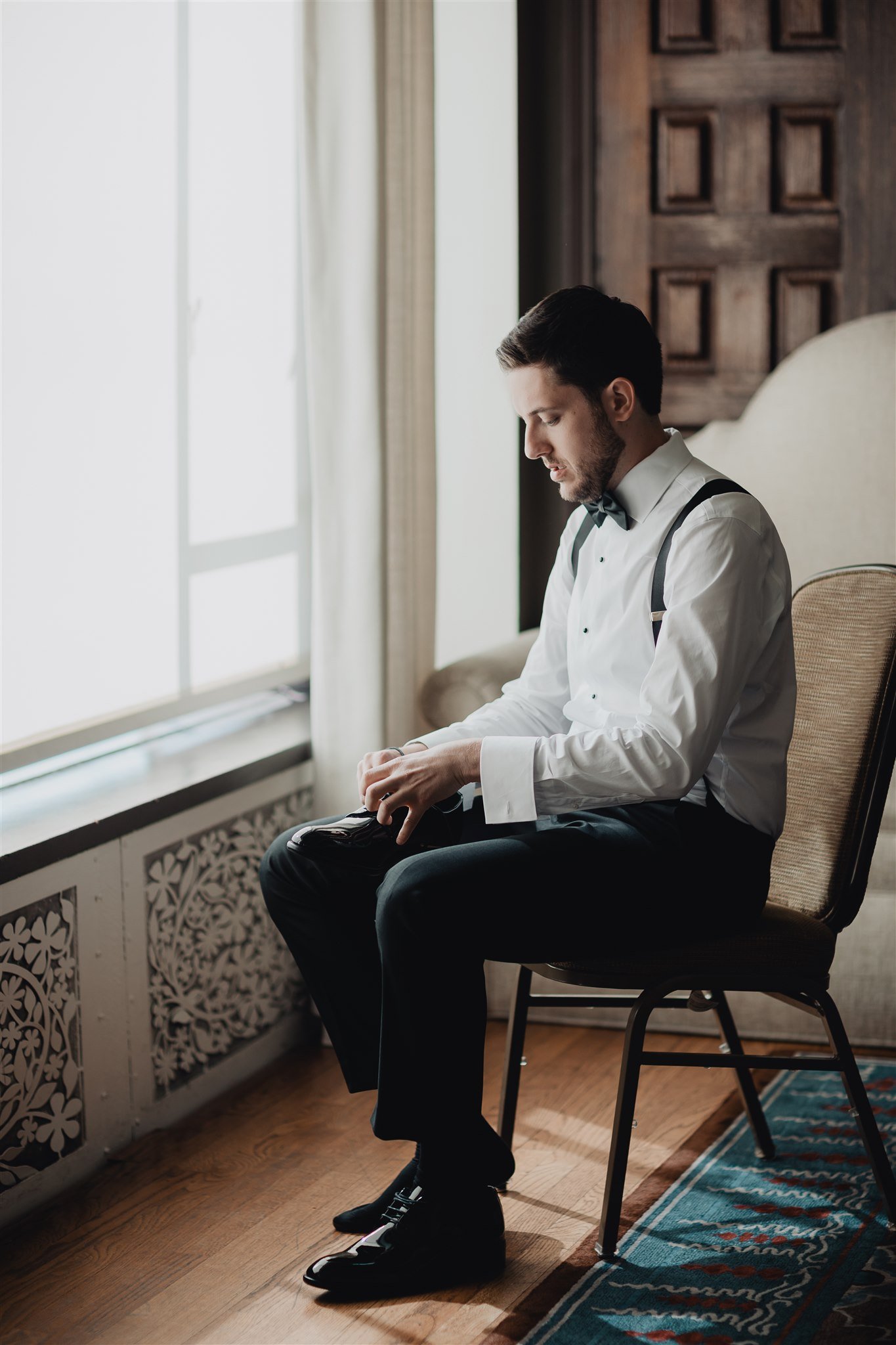 Groom Getting Ready at Bel Air Bay Club taken by Lulan Studio