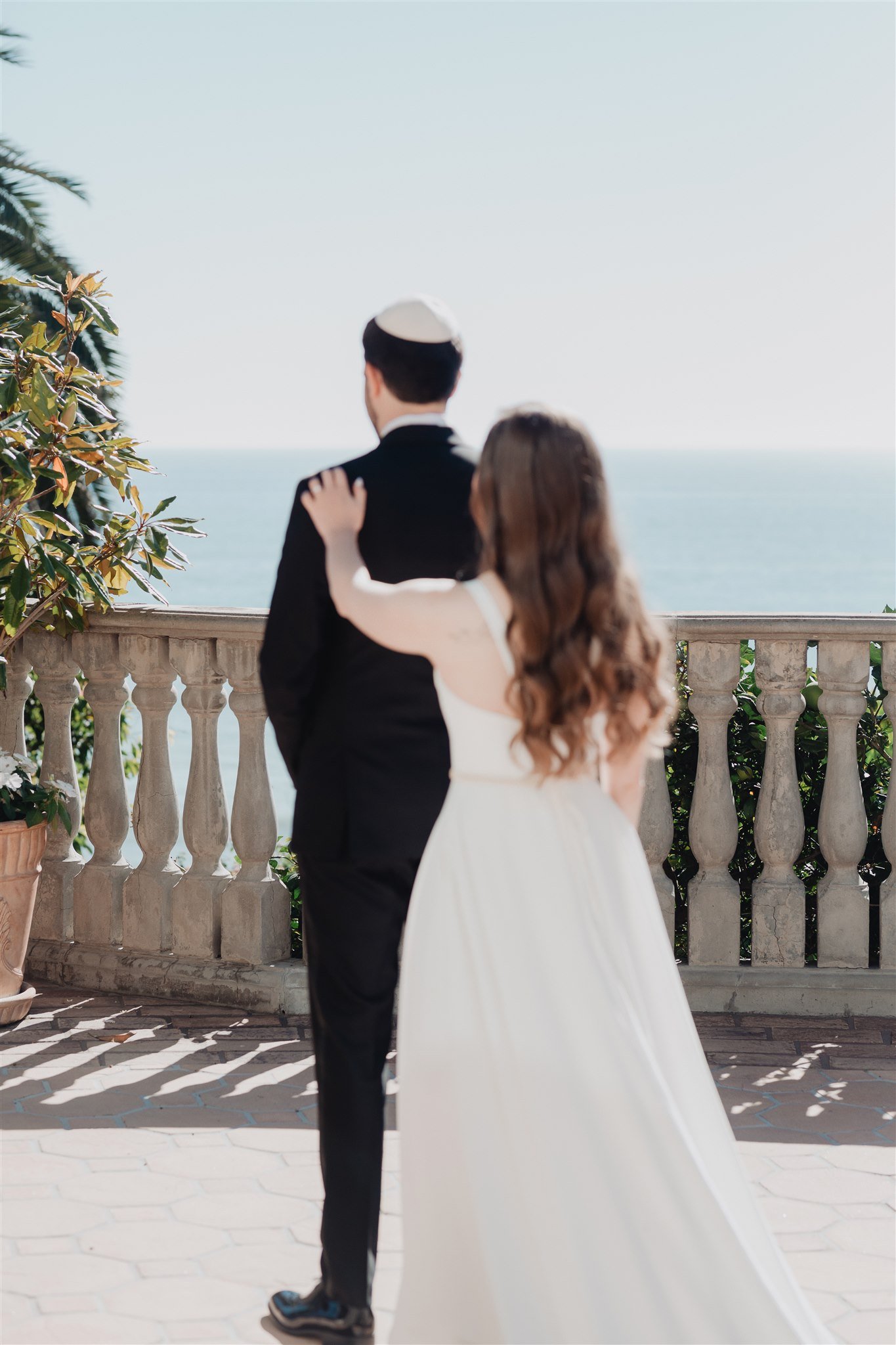 Bride &amp; Groom Portrait at Bel Air Bay Club photo taken by Lulan Studio