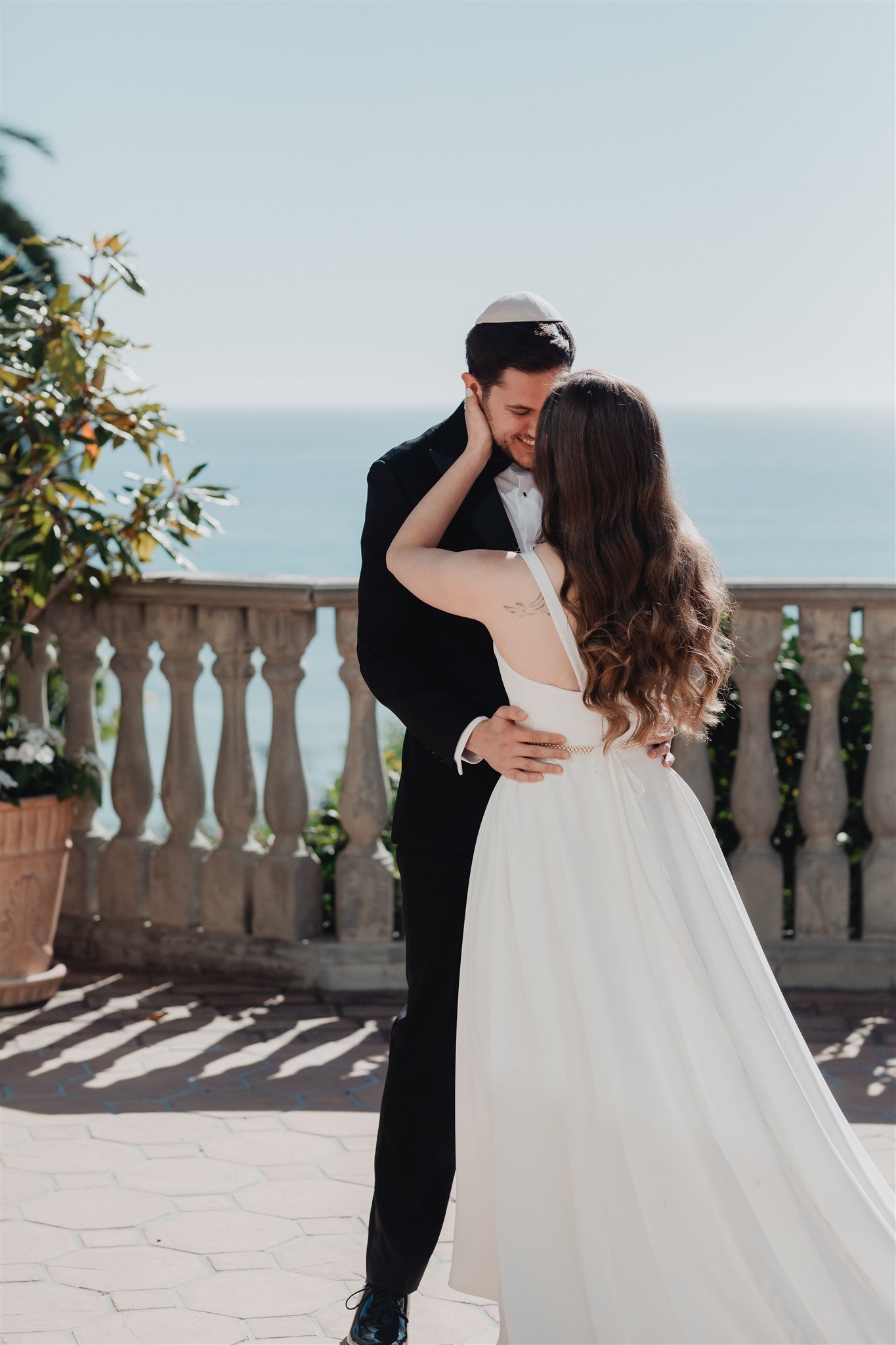 Bride &amp; Groom Portrait at Bel Air Bay Club photo taken by Lulan Studio