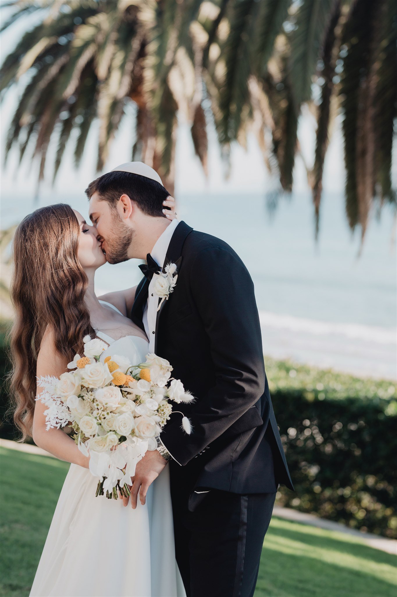 Bride &amp; Groom Portrait at Bel Air Bay Club photo taken by Lulan Studio