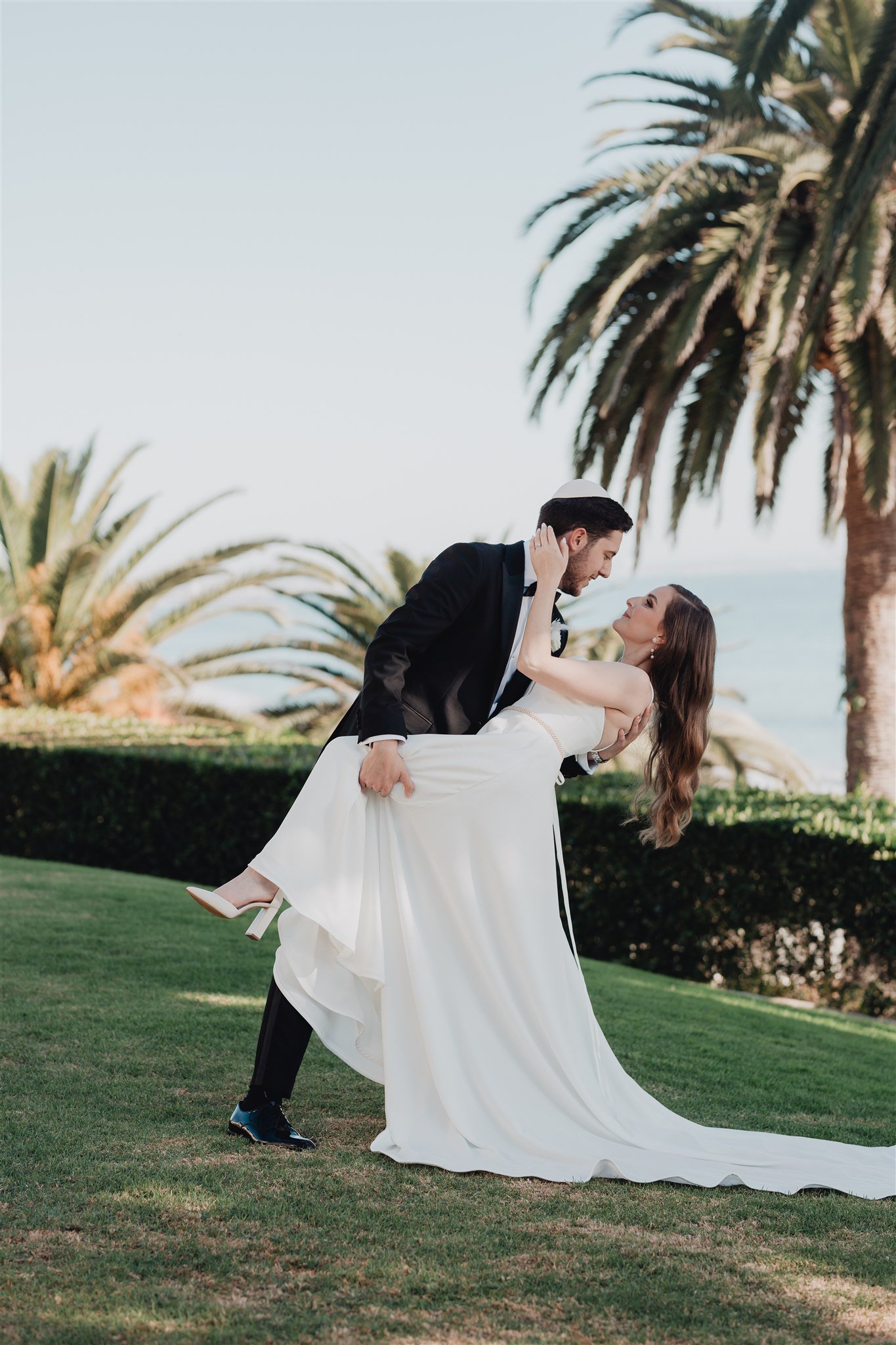 Bride &amp; Groom Portrait at Bel Air Bay Club photo taken by Lulan Studio