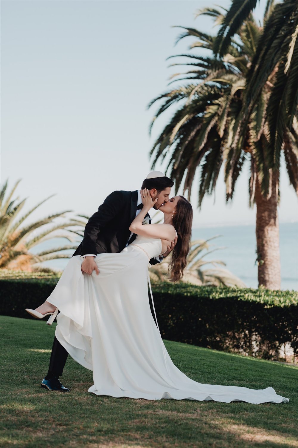 Bride &amp; Groom Portrait at Bel Air Bay Club photo taken by Lulan Studio