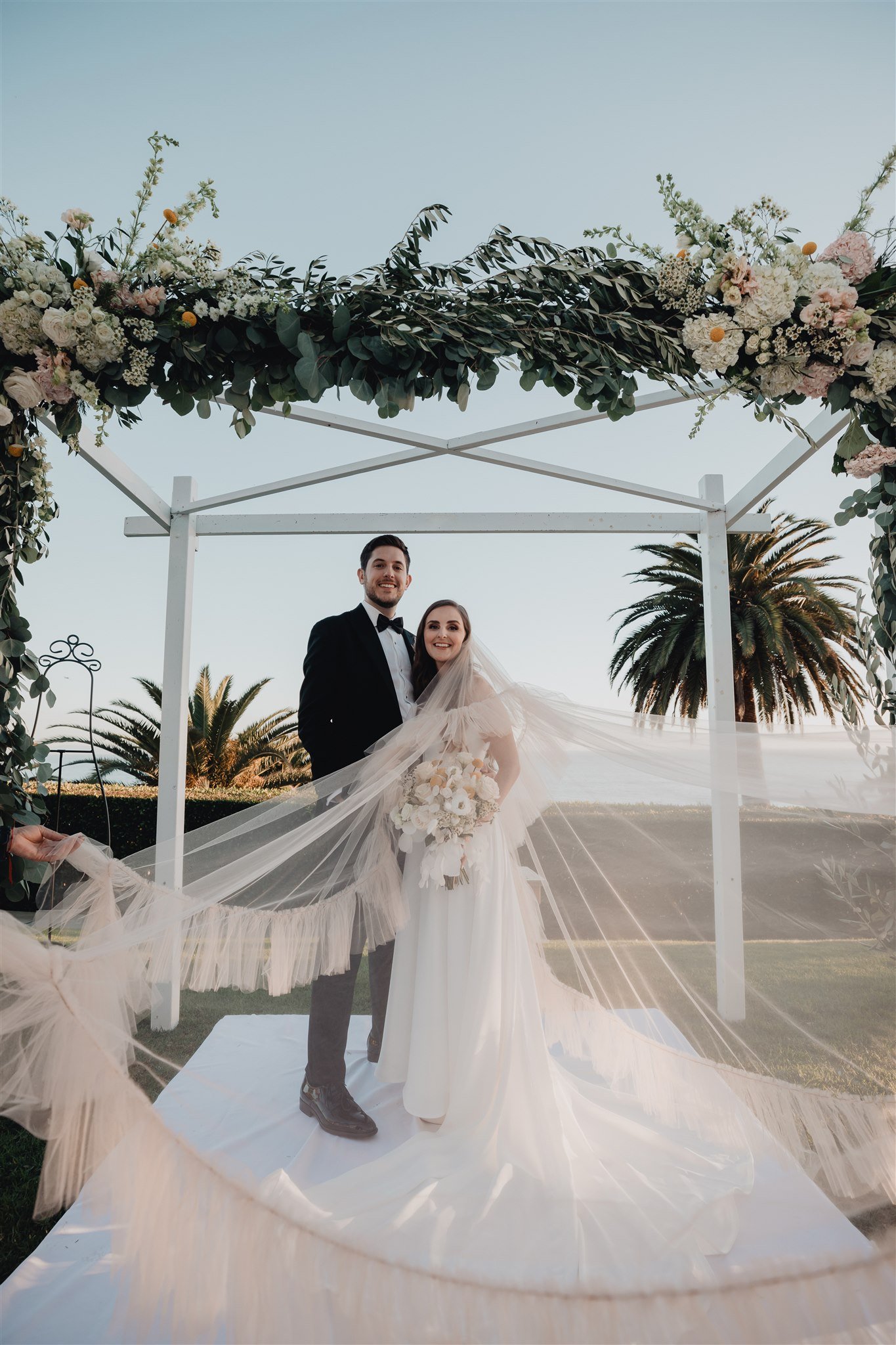 Bride &amp; Groom Portrait at Bel Air Bay Club photo taken by Lulan Studio