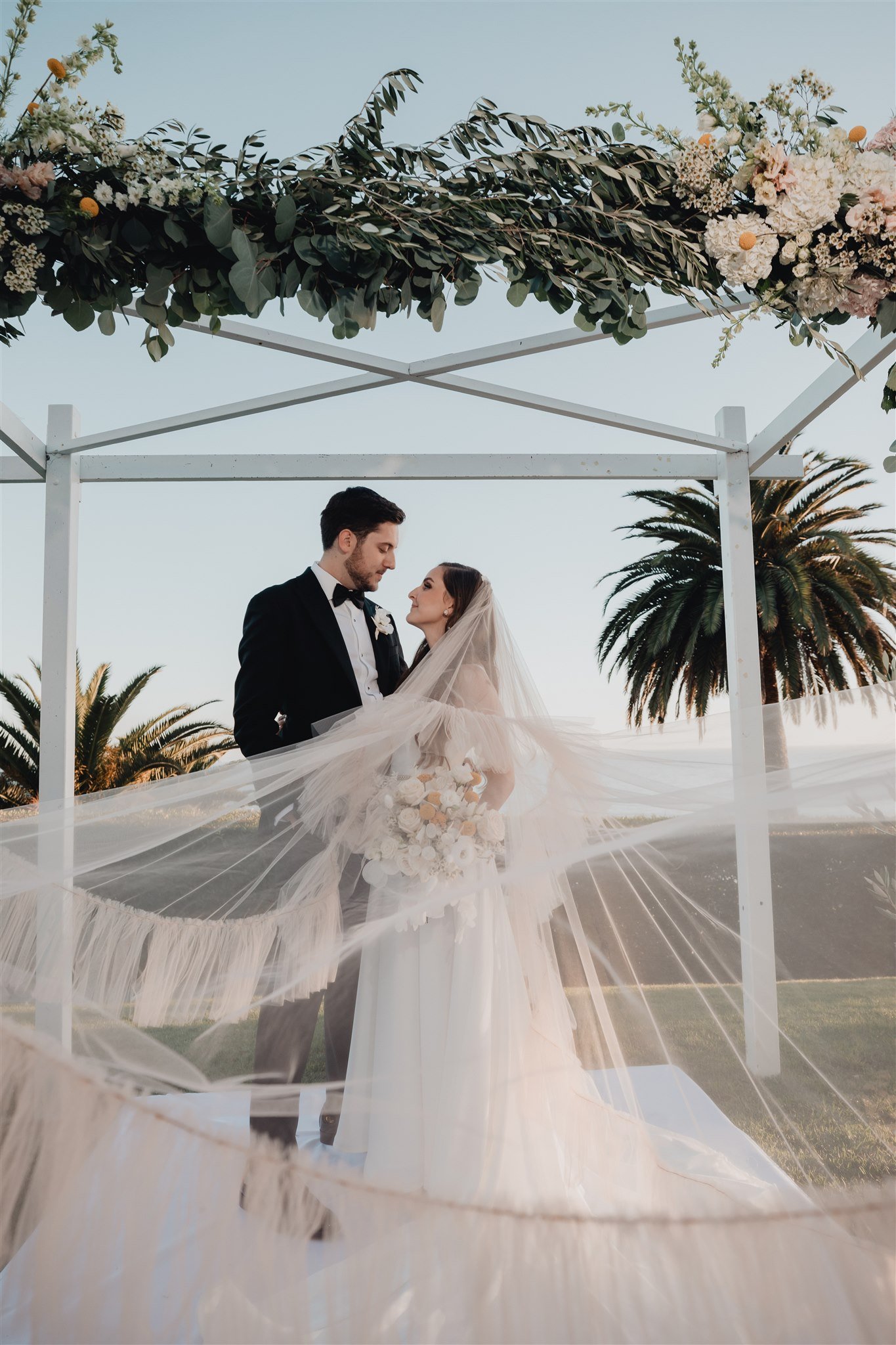 Bride &amp; Groom Portrait at Bel Air Bay Club photo taken by Lulan Studio