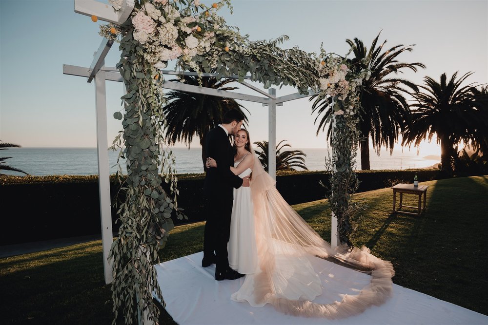 Bride &amp; Groom Portrait at Bel Air Bay Club photo taken by Lulan Studio