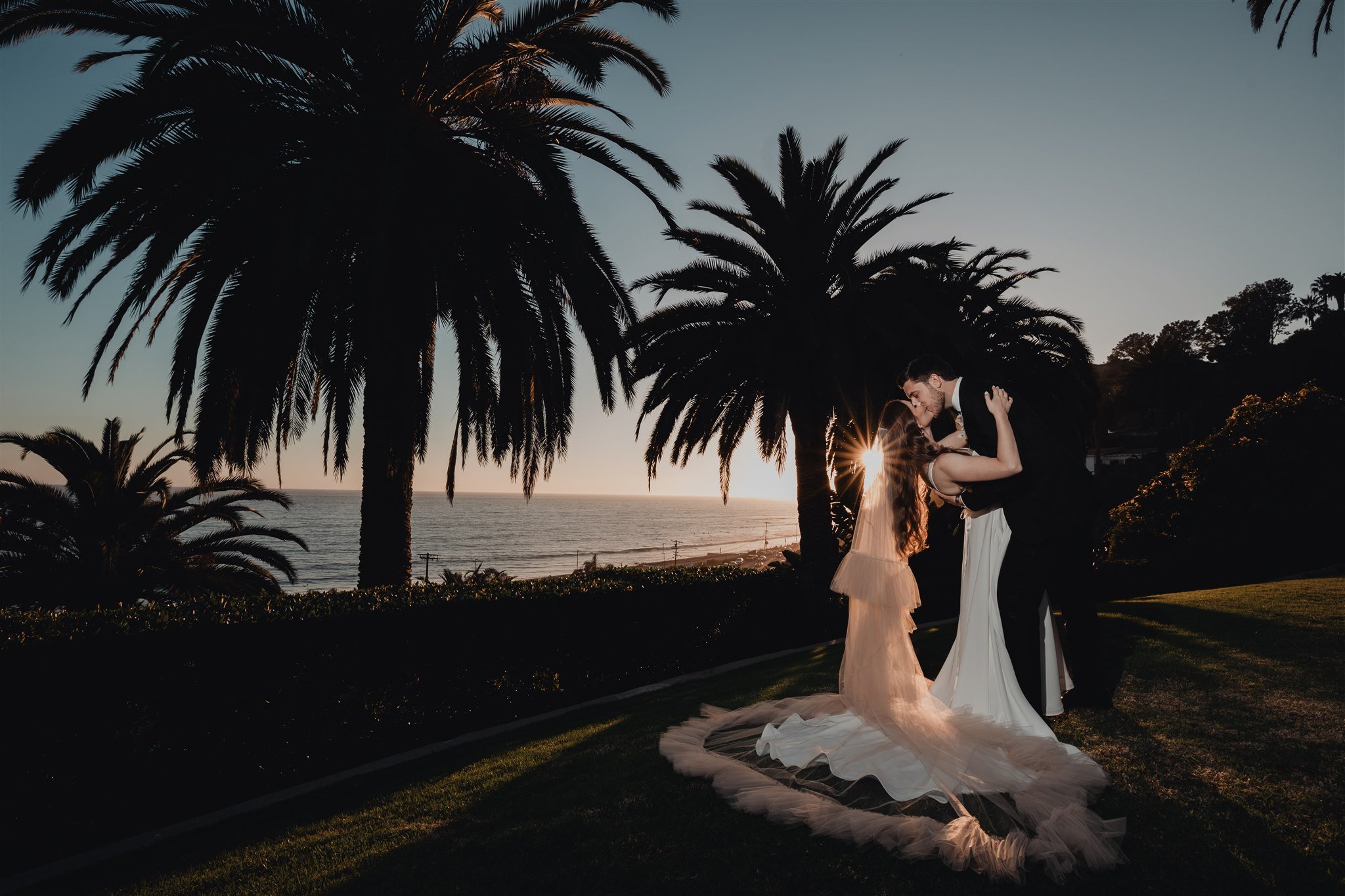 Bride &amp; Groom Portrait at Bel Air Bay Club photo taken by Lulan Studio