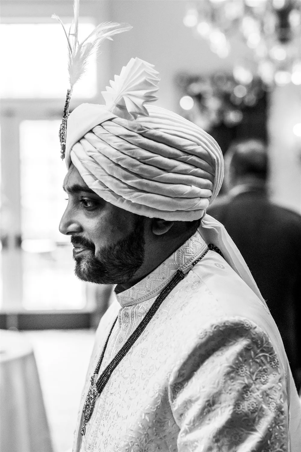 Indian wedding groom in a turban at Sherwood Country Club, Thousand Oaks