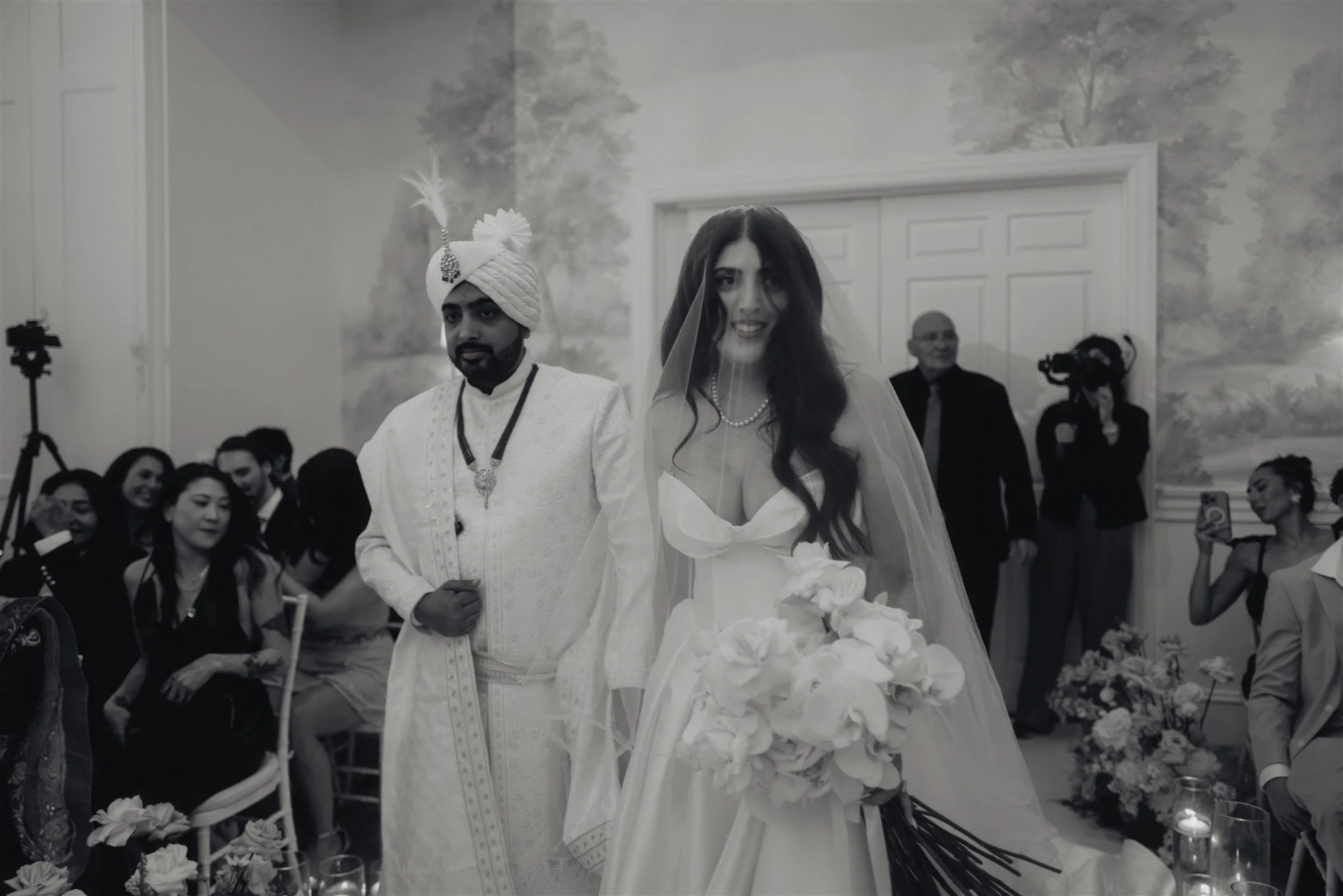 bride &amp; groom walking down the aisle on their wedding day