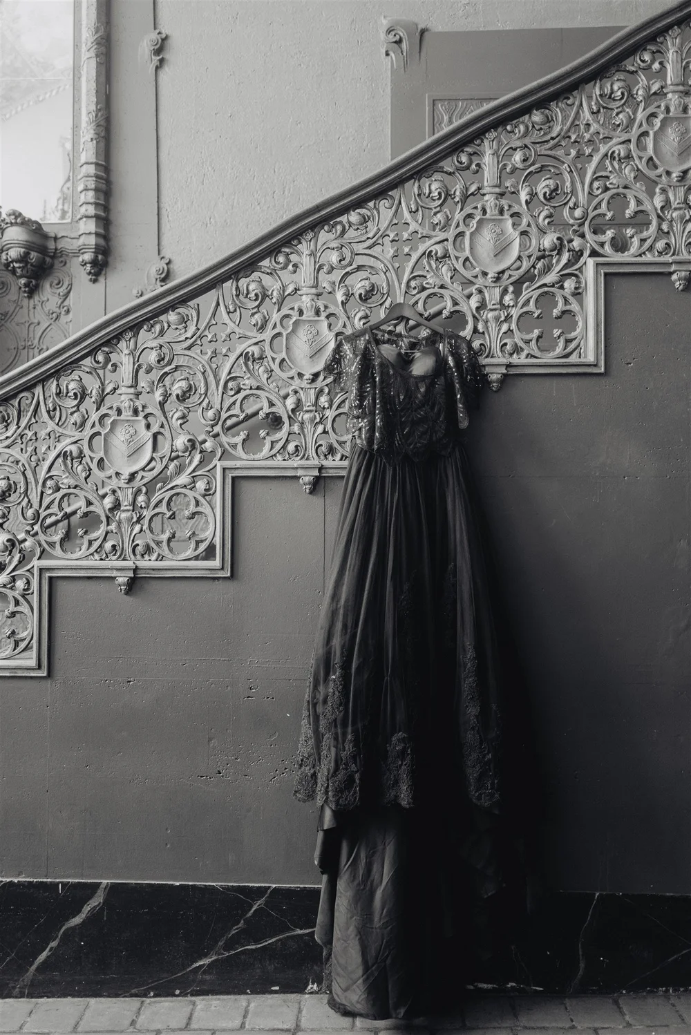 Candlelit styled wedding shoot on the staircase at The United Theater on Broadway in Downtown LA