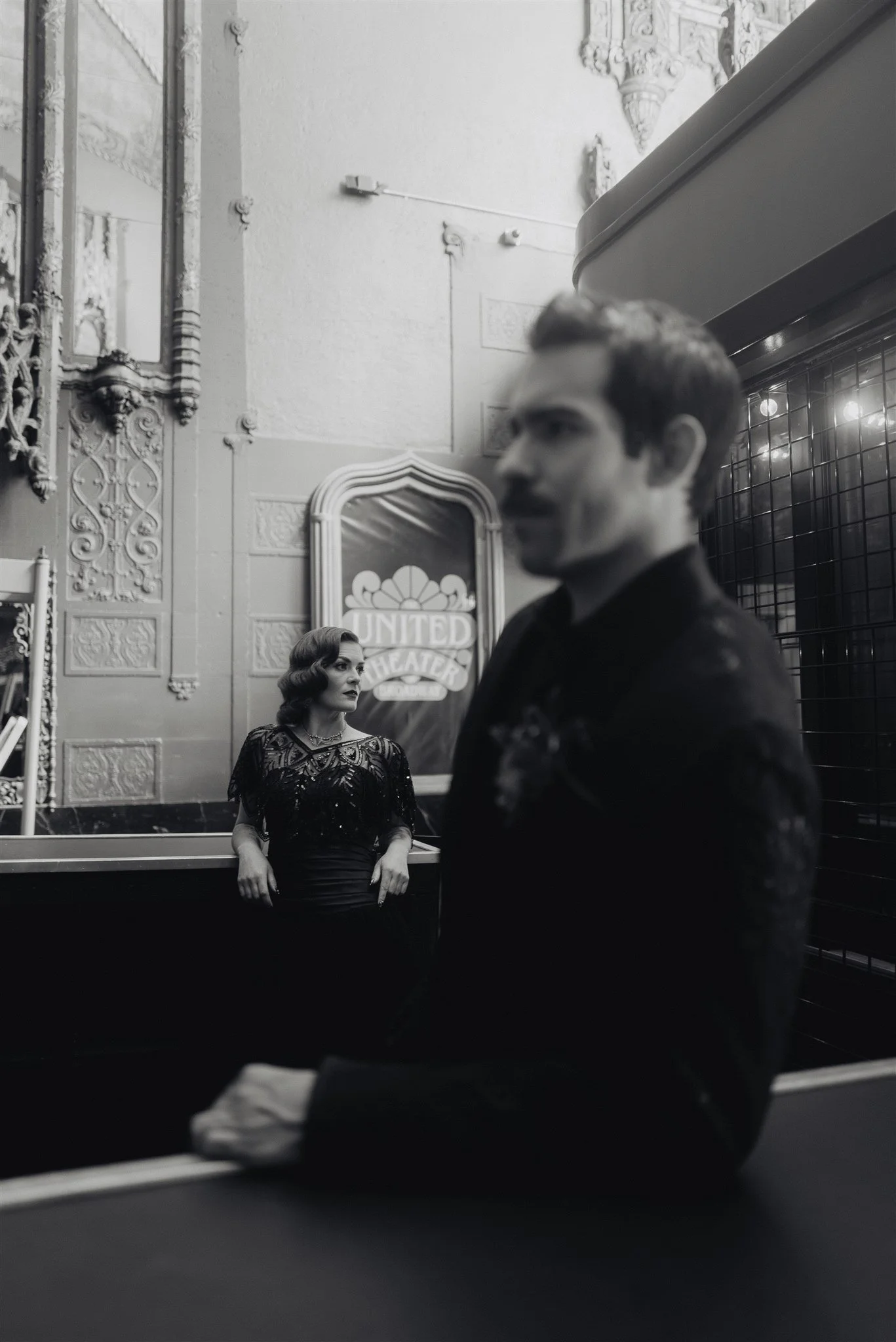 bride &amp; groom sweetheart photos on their wedding at united theater