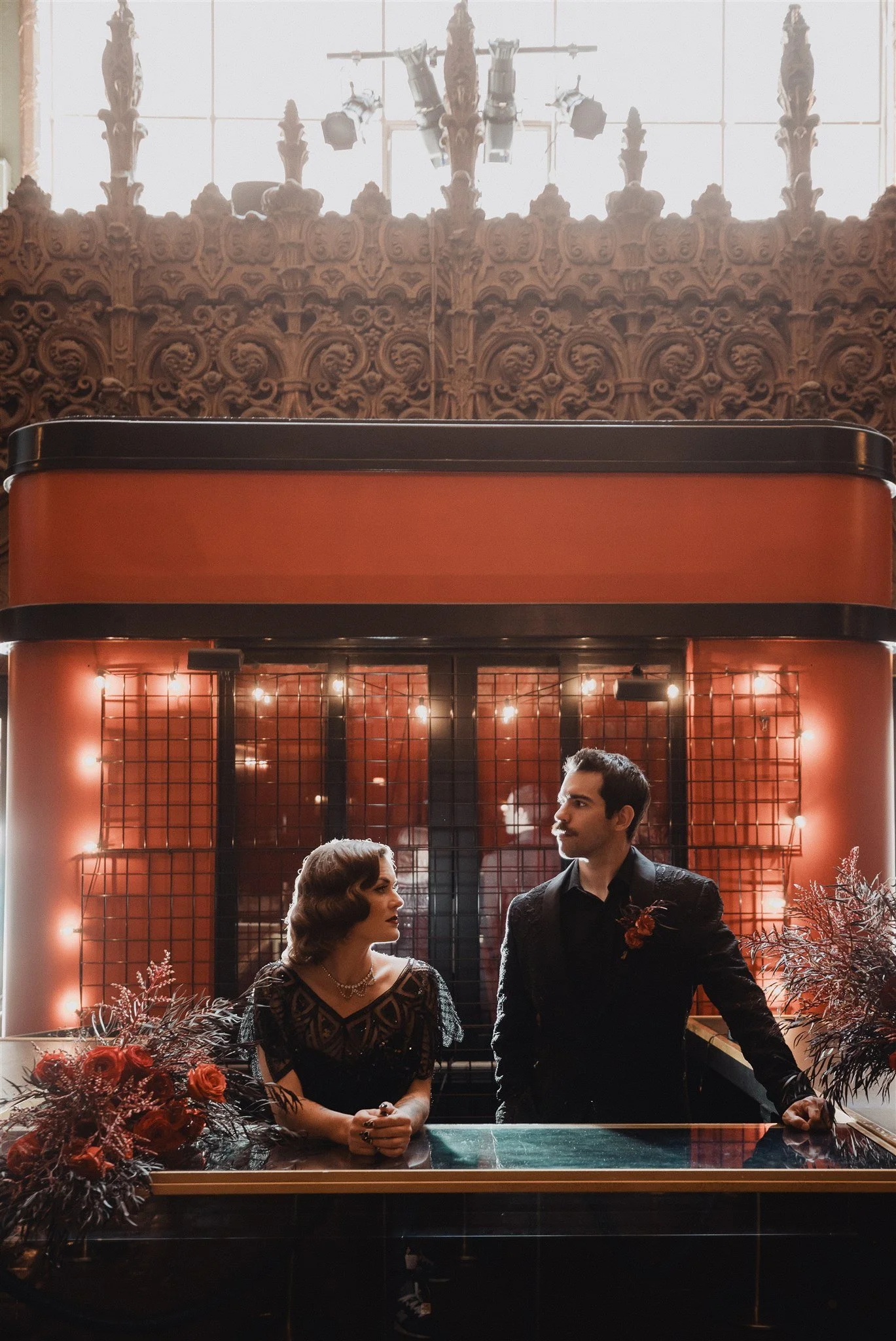 bride &amp; groom sweetheart photos on their wedding at united theater