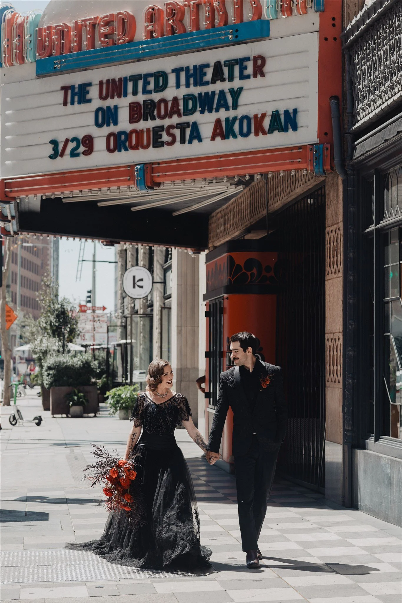 bride &amp; groom sweetheart photos on their wedding at united theater