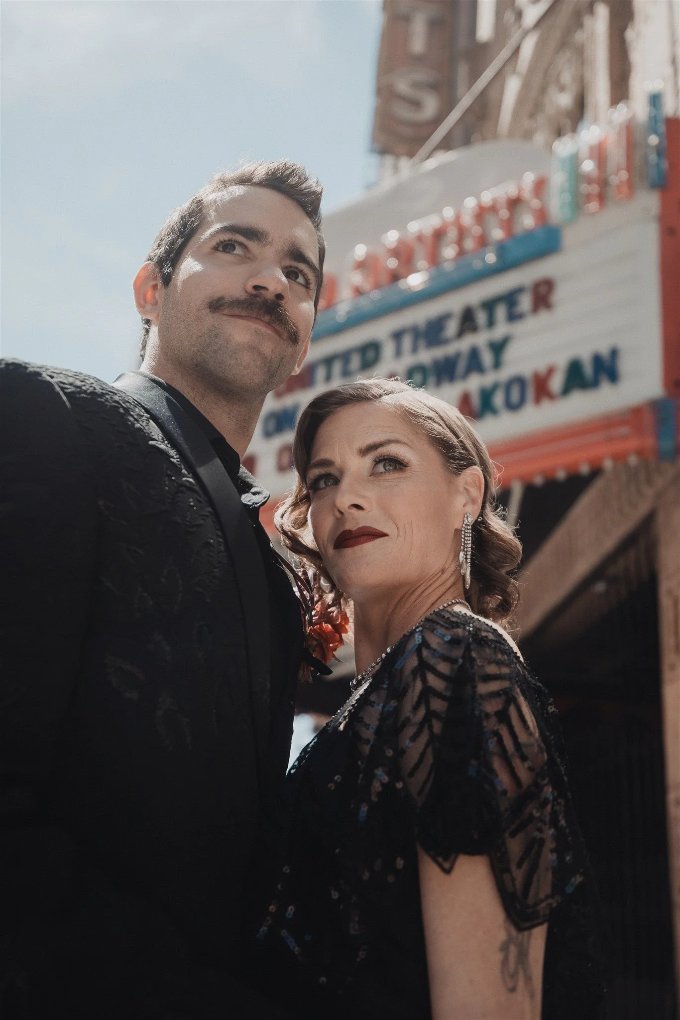 bride &amp; groom sweetheart photos on their wedding at united theater