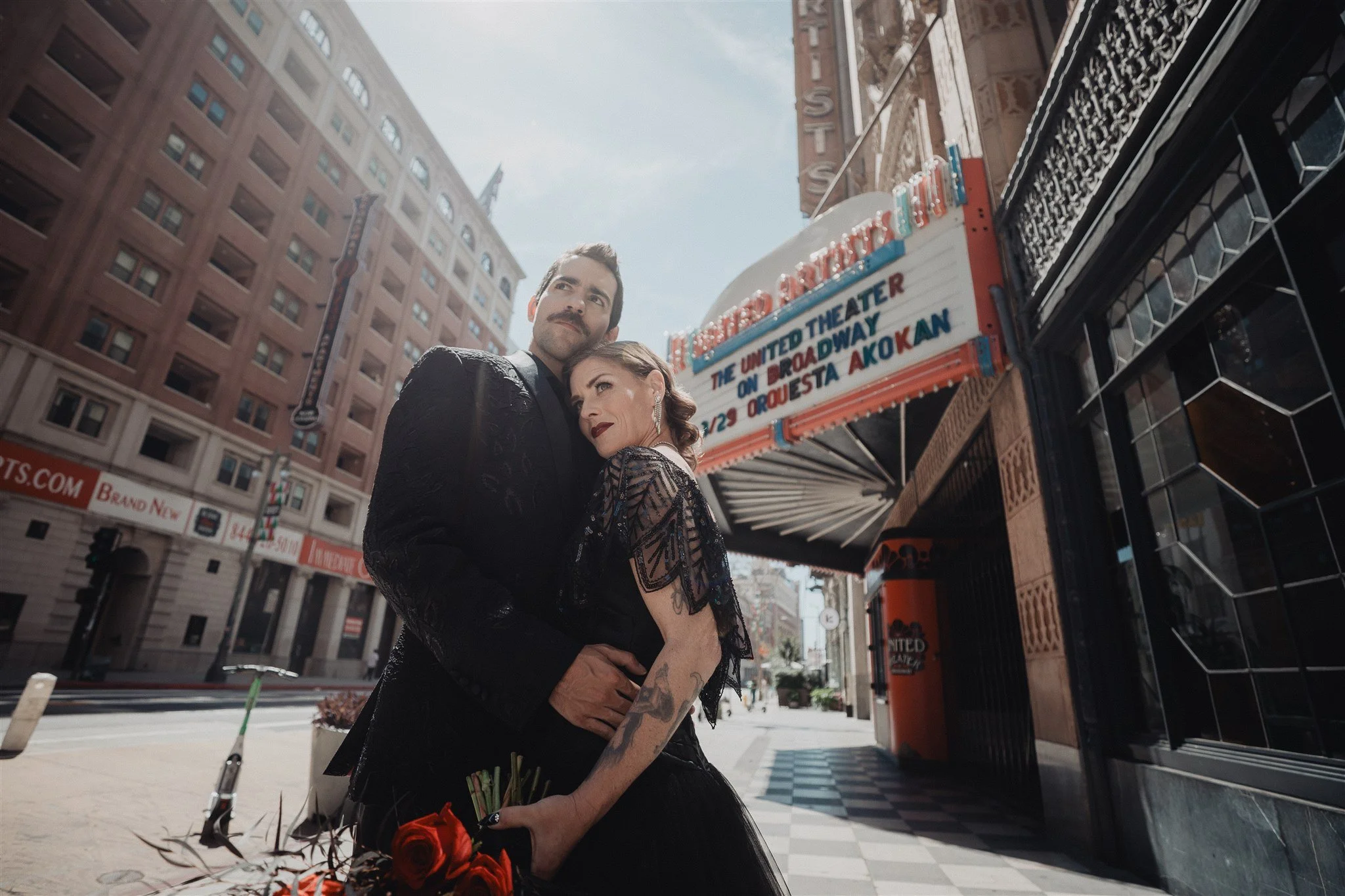 bride &amp; groom sweetheart photos on their wedding at united theater