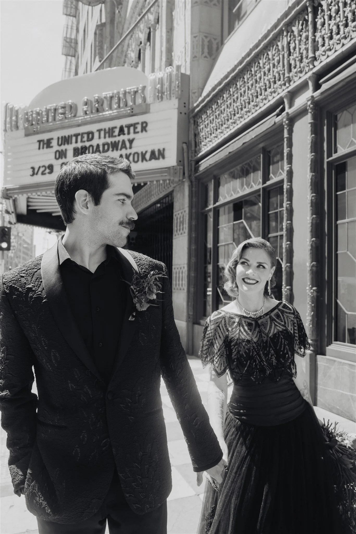 bride &amp; groom sweetheart photos on their wedding at united theater