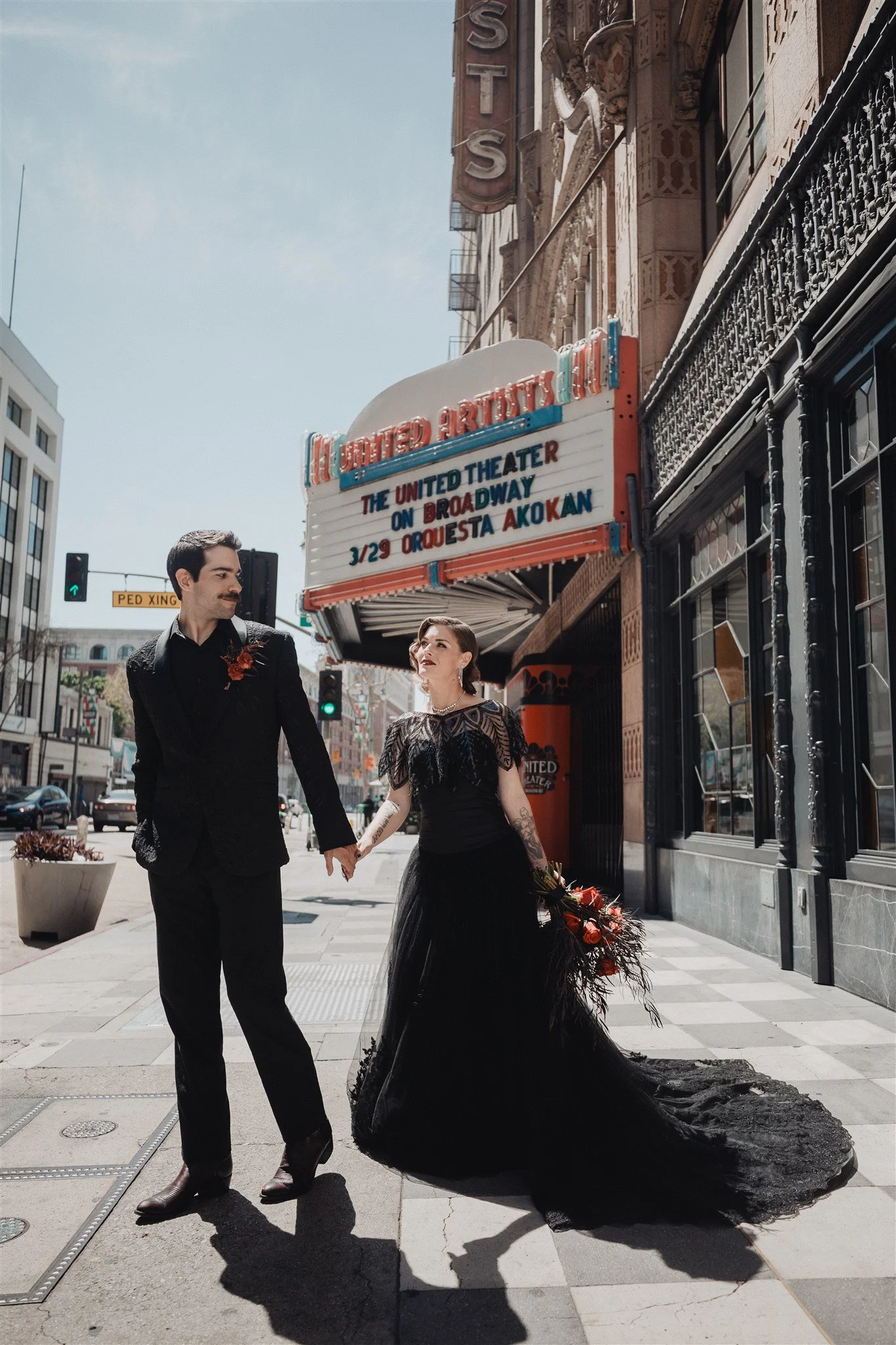 bride &amp; groom sweetheart photos on their wedding at united theater