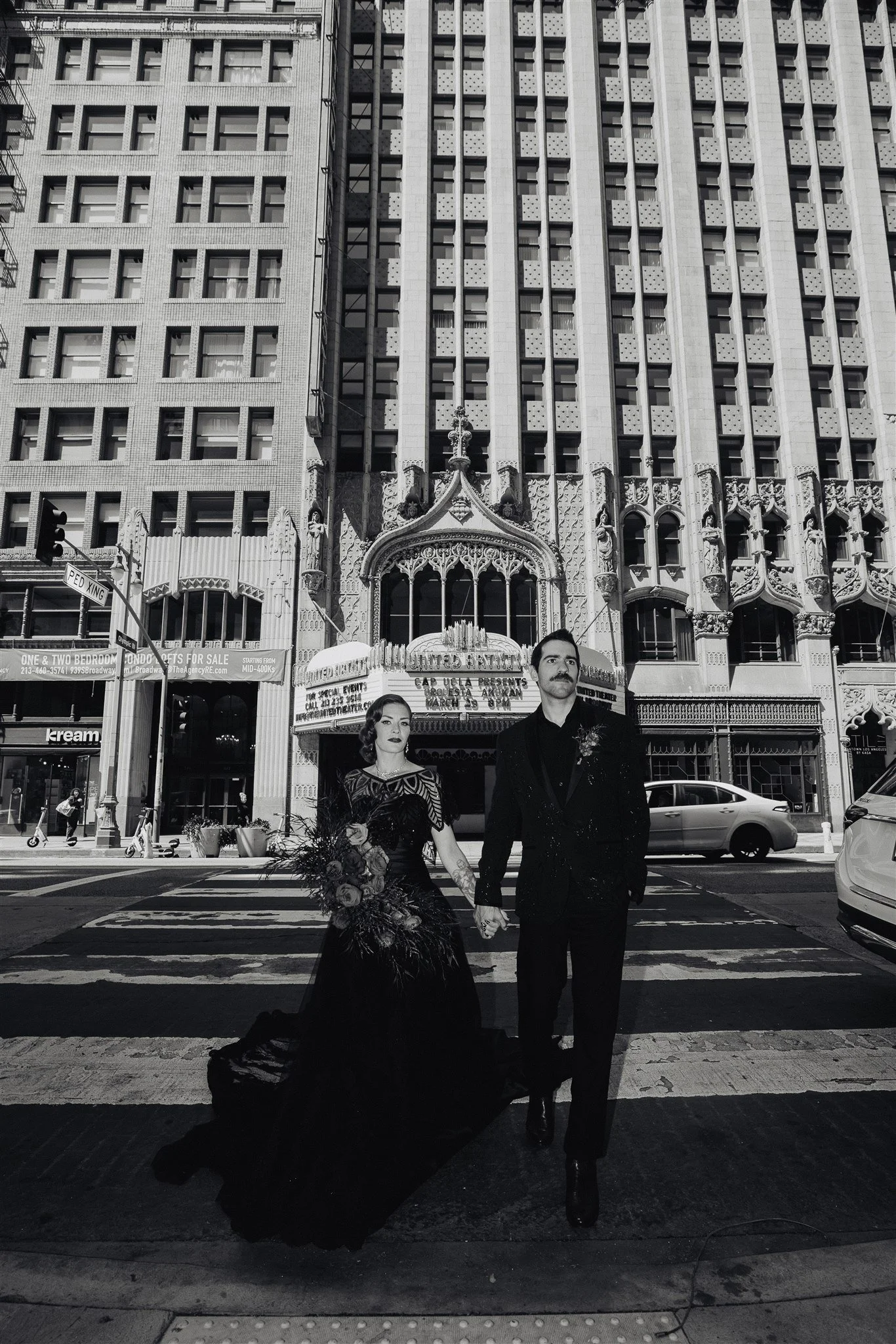 bride &amp; groom sweetheart photos on their wedding at united theater