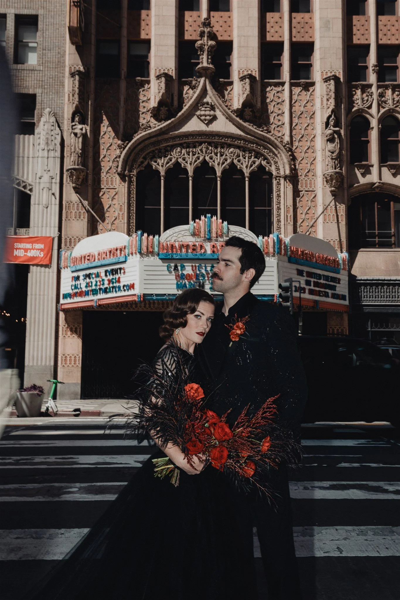 bride &amp; groom sweetheart photos on their wedding at united theater