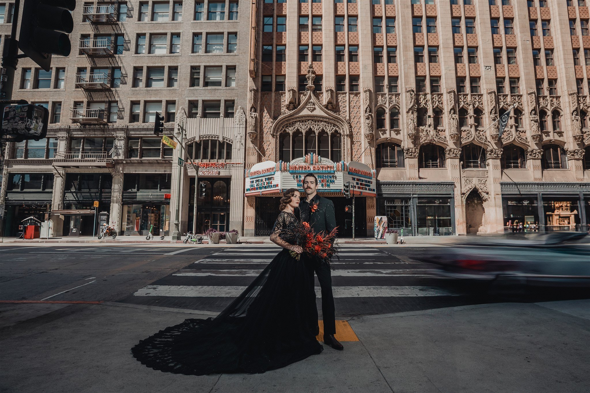 bride &amp; groom sweetheart photos on their wedding at united theater