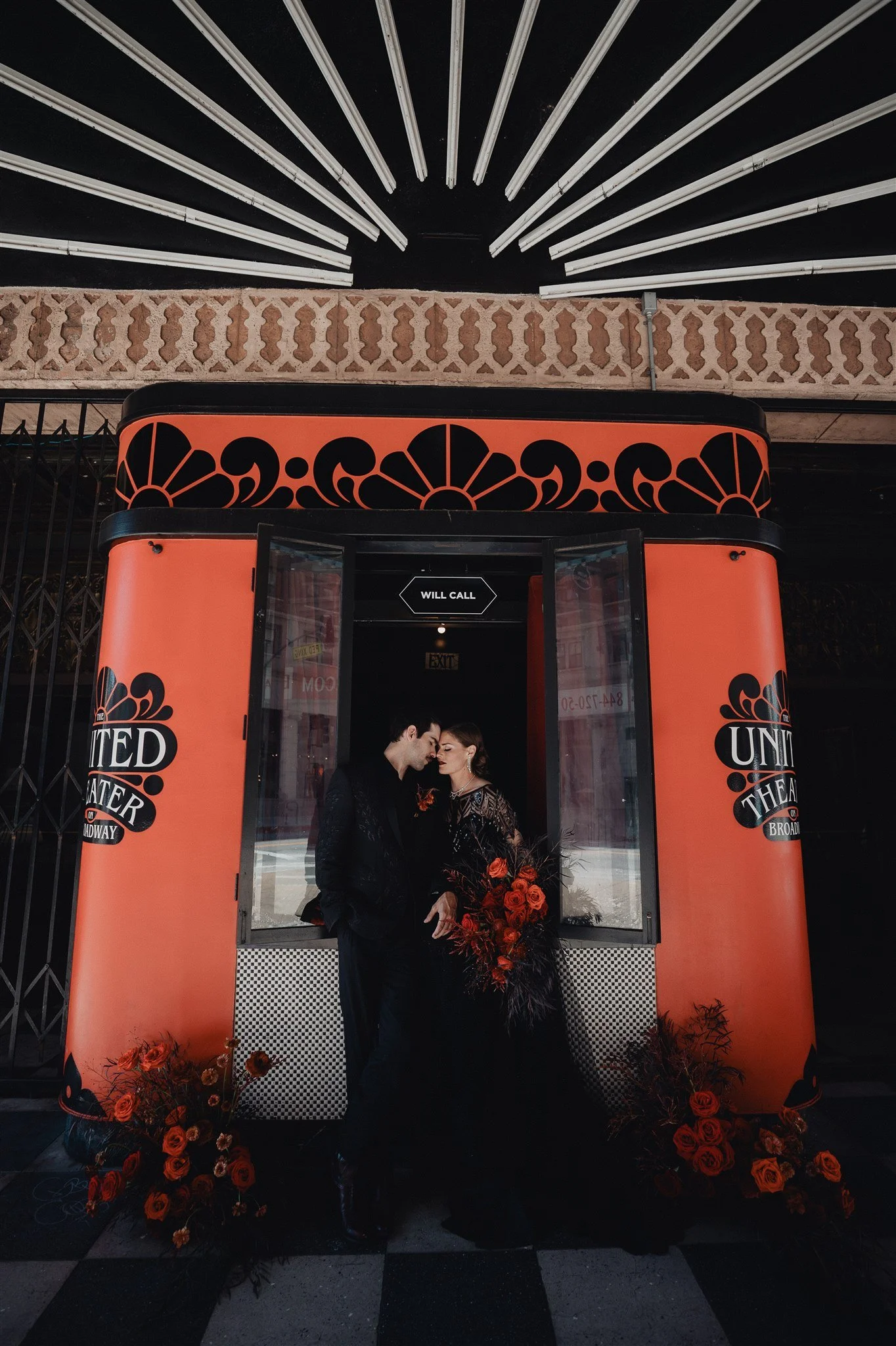 bride &amp; groom sweetheart photos on their wedding at united theater