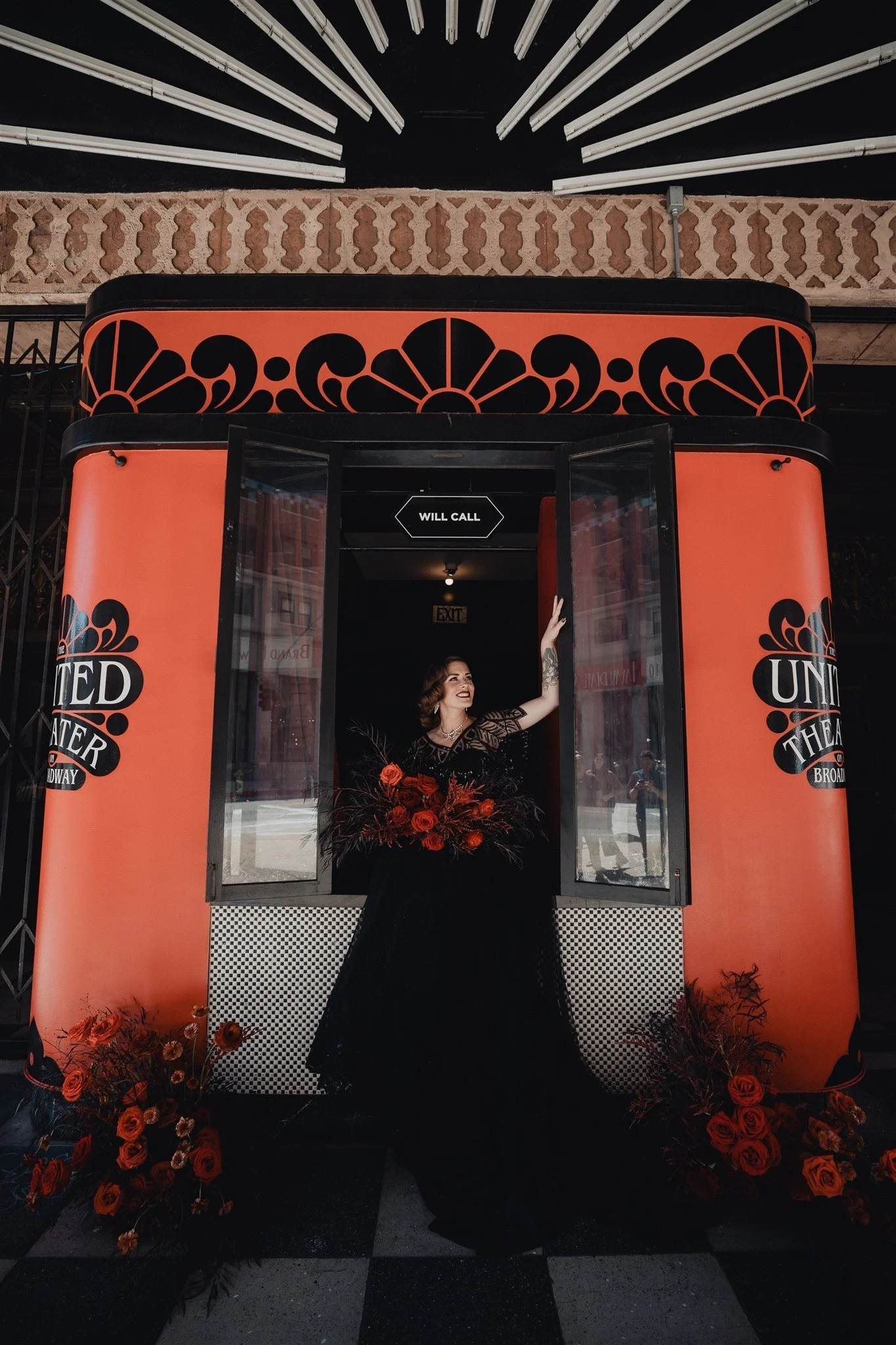 bride &amp; groom sweetheart photos on their wedding at united theater