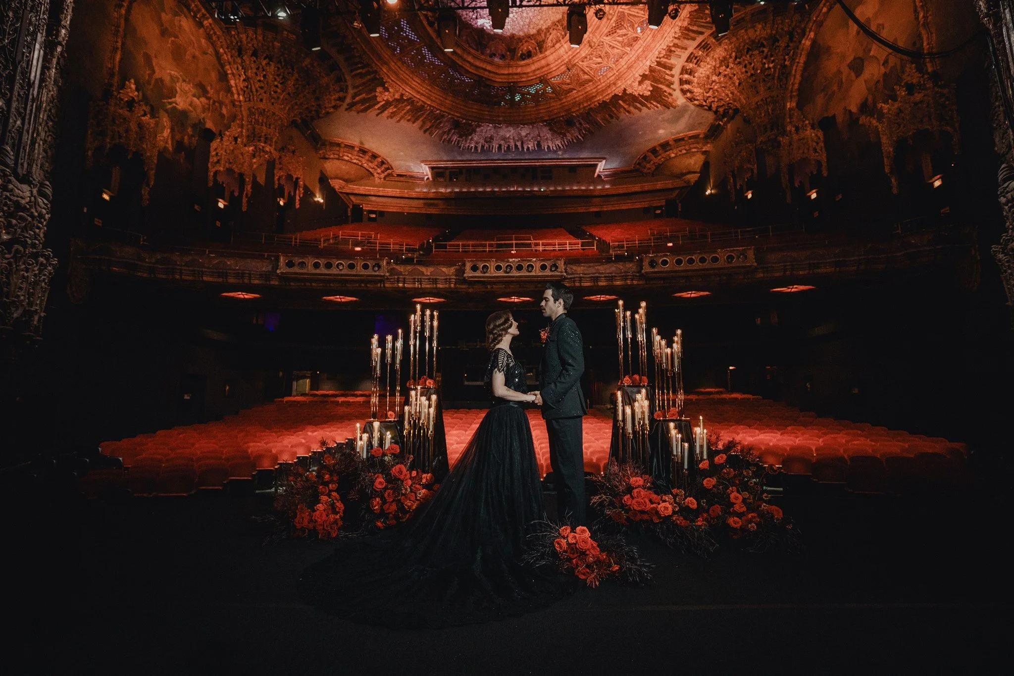 bride &amp; groom sweetheart photos on their wedding at united theater