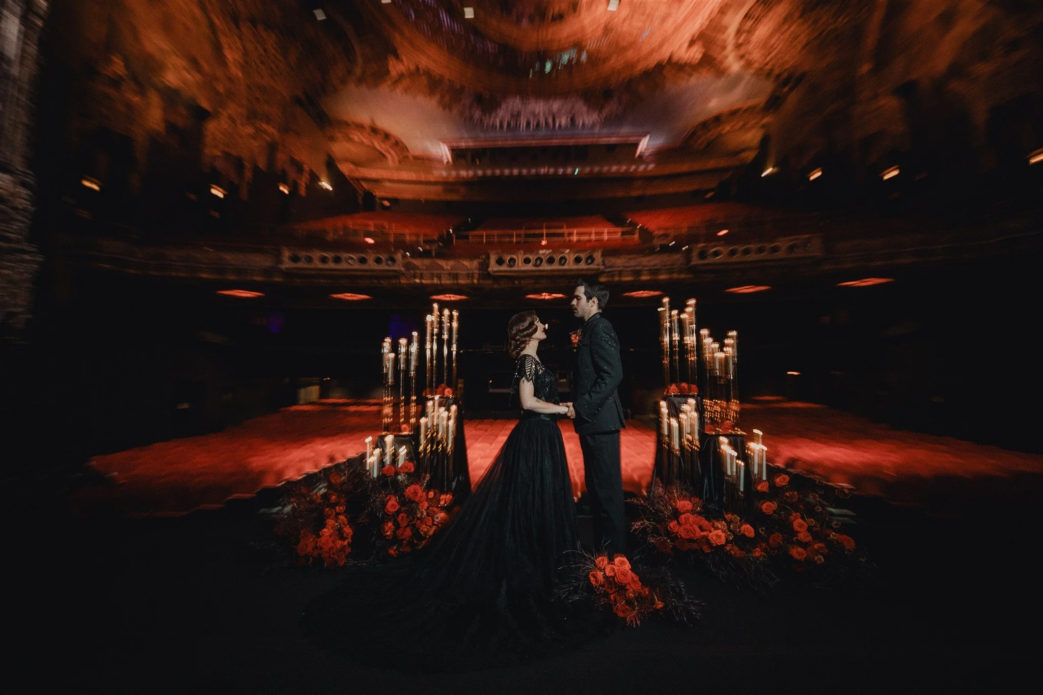 bride &amp; groom sweetheart photos on their wedding at united theater