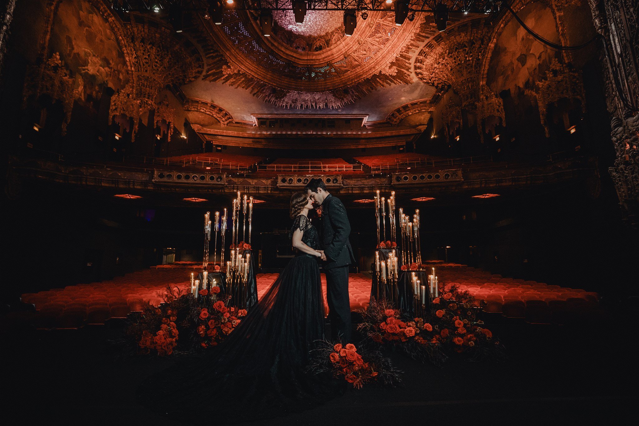 bride &amp; groom sweetheart photos on their wedding at united theater