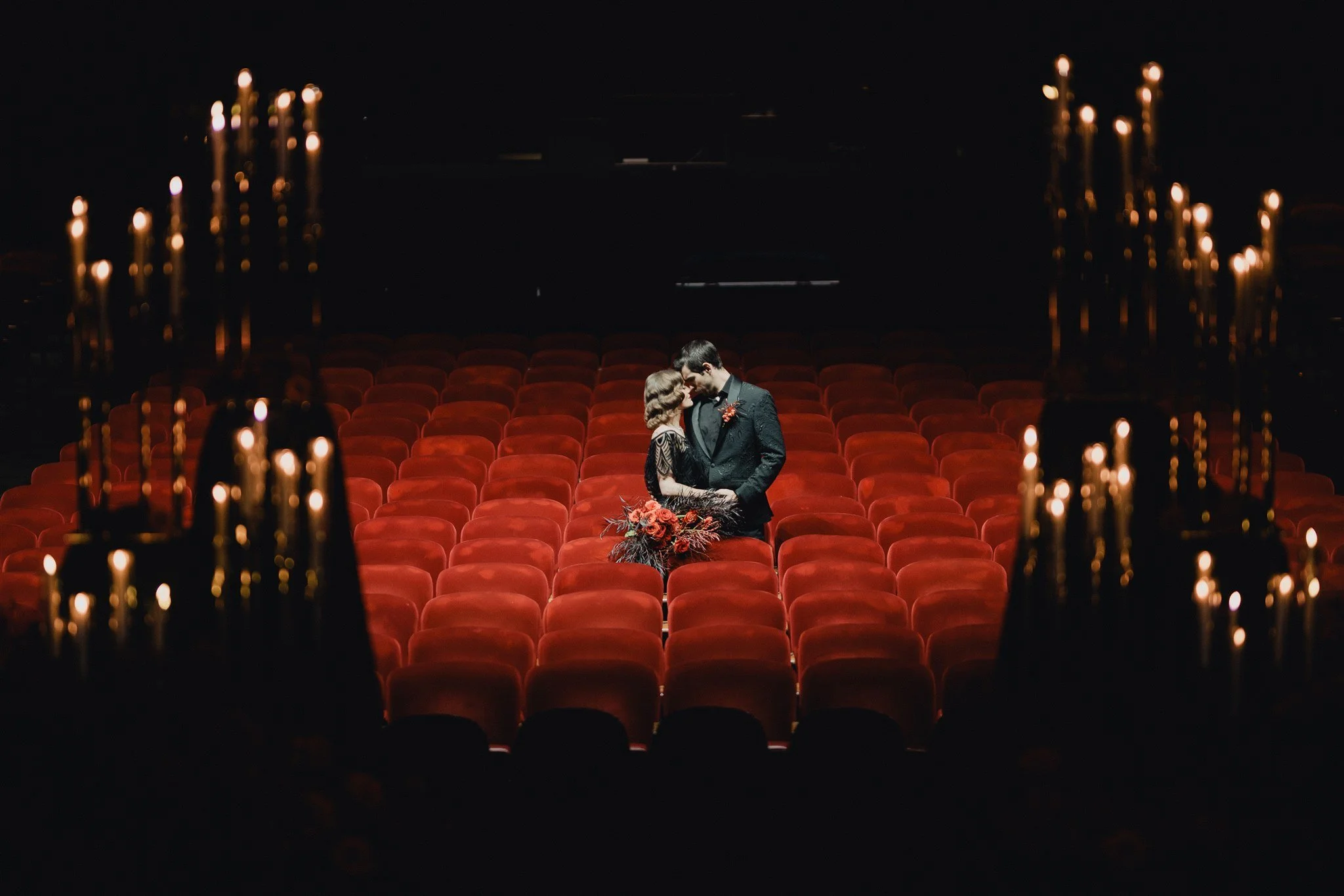 bride &amp; groom sweetheart photos on their wedding at united theater