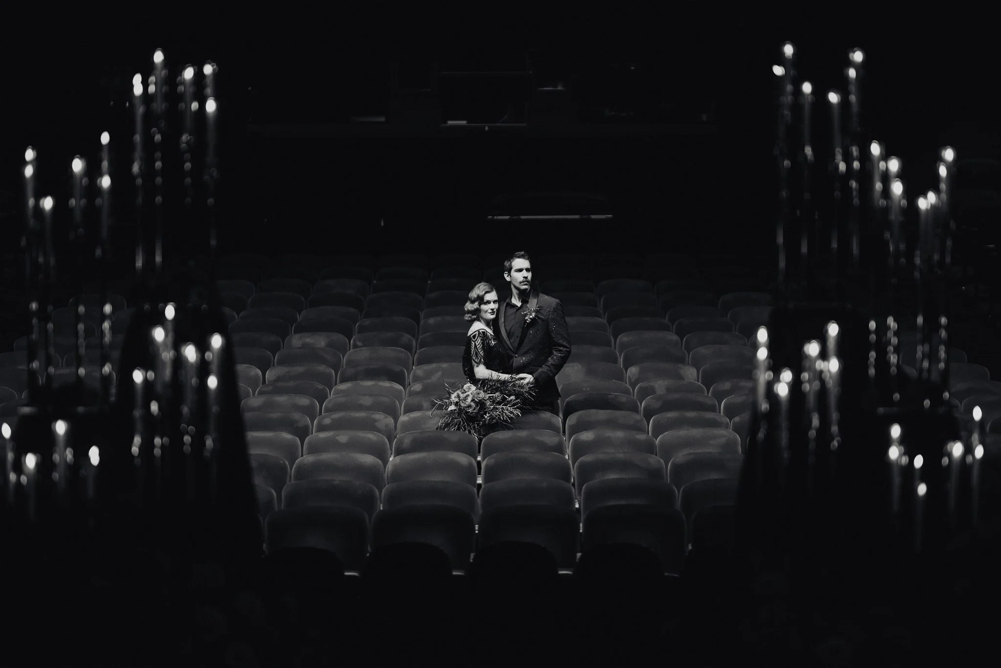 bride &amp; groom sweetheart photos on their wedding at united theater