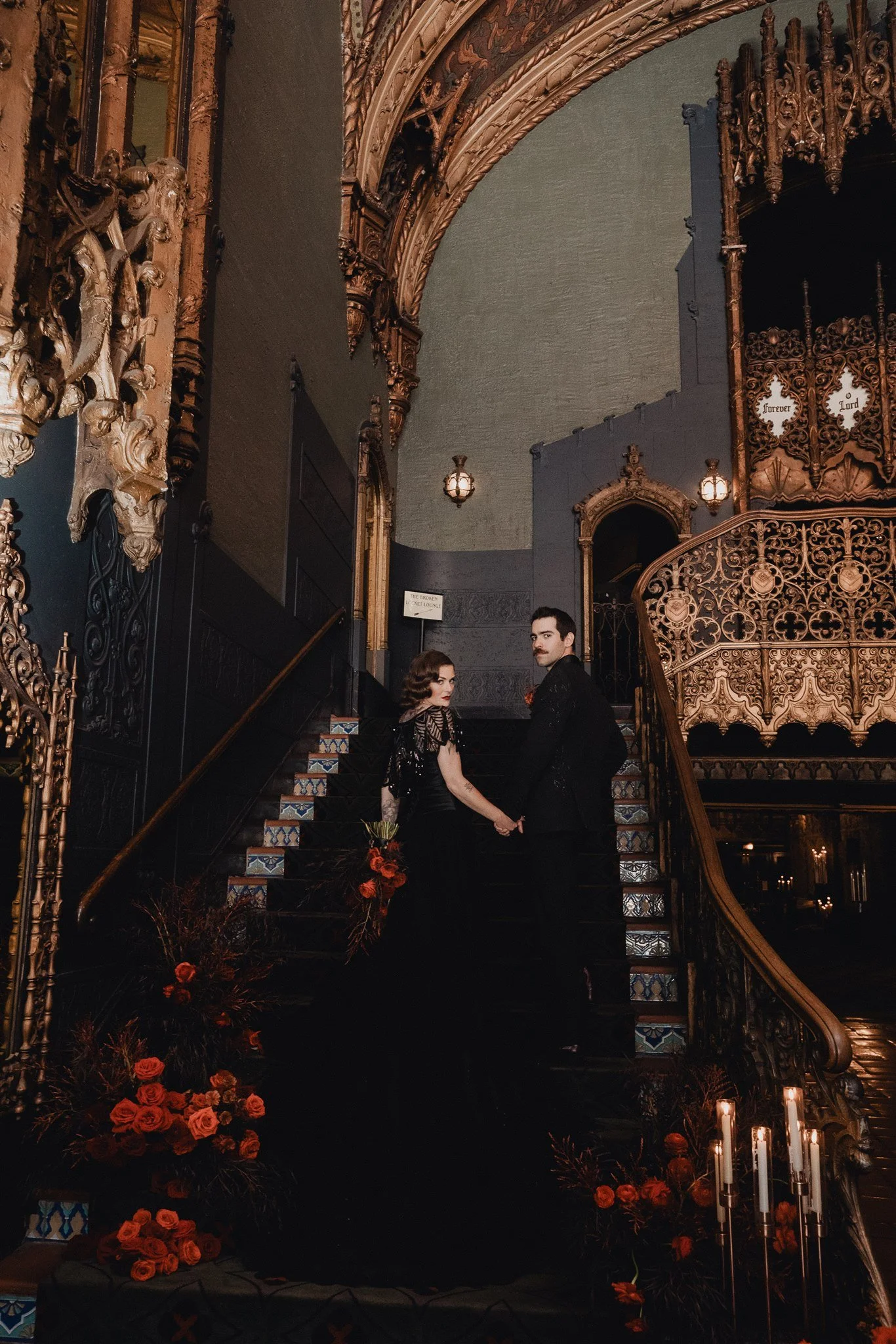 bride &amp; groom sweetheart photos on their wedding at united theater
