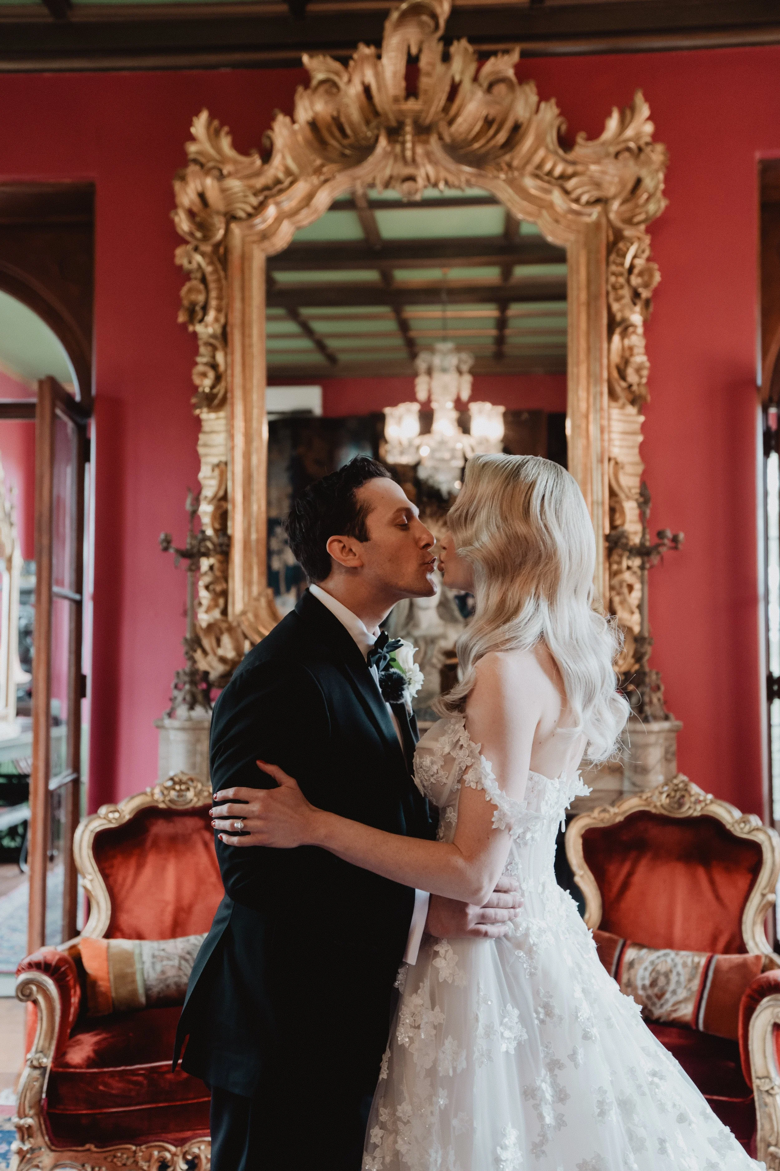 bride and groom first look on their wedding day