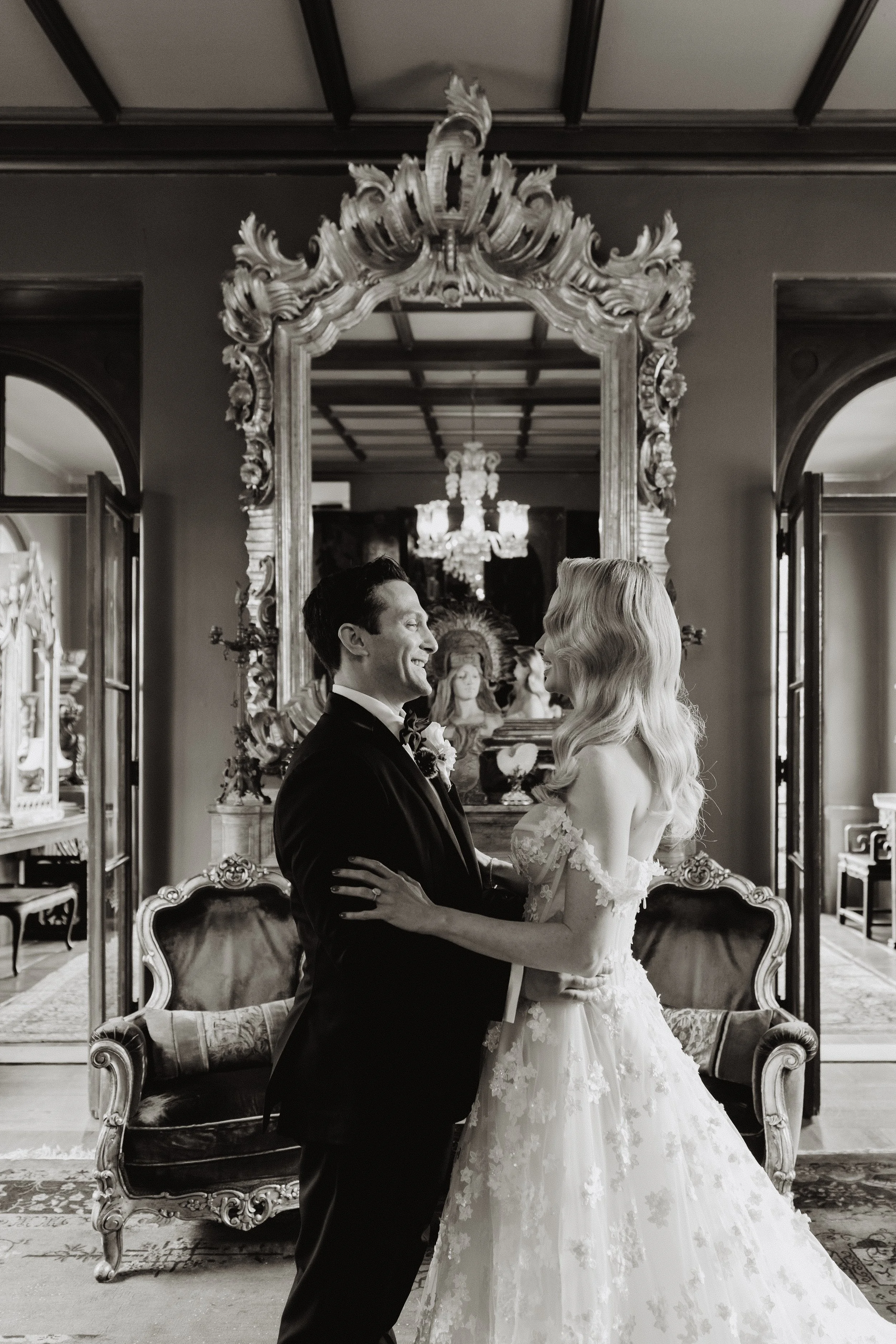 bride and groom first look on their wedding day