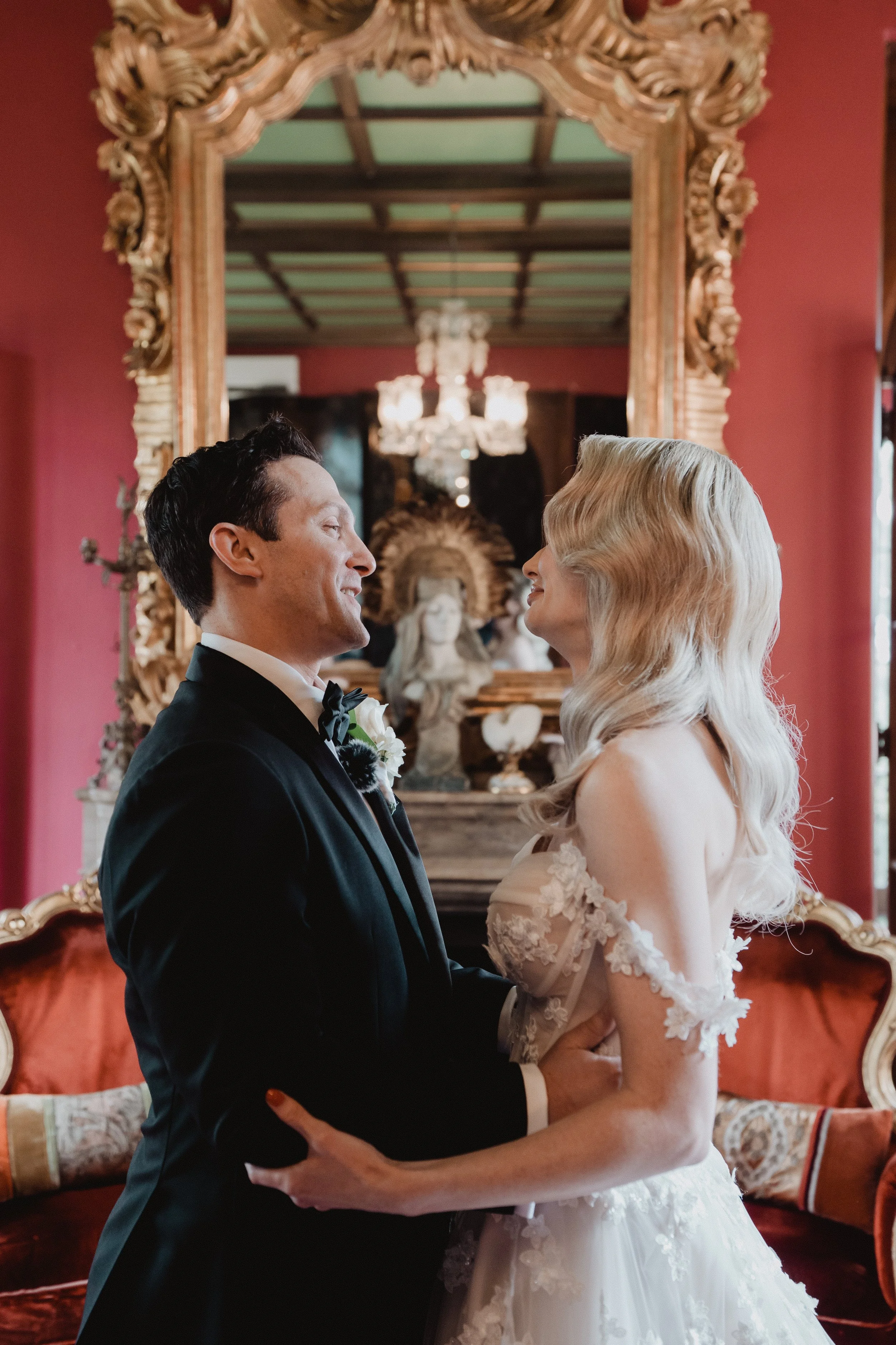 bride and groom first look on their wedding day
