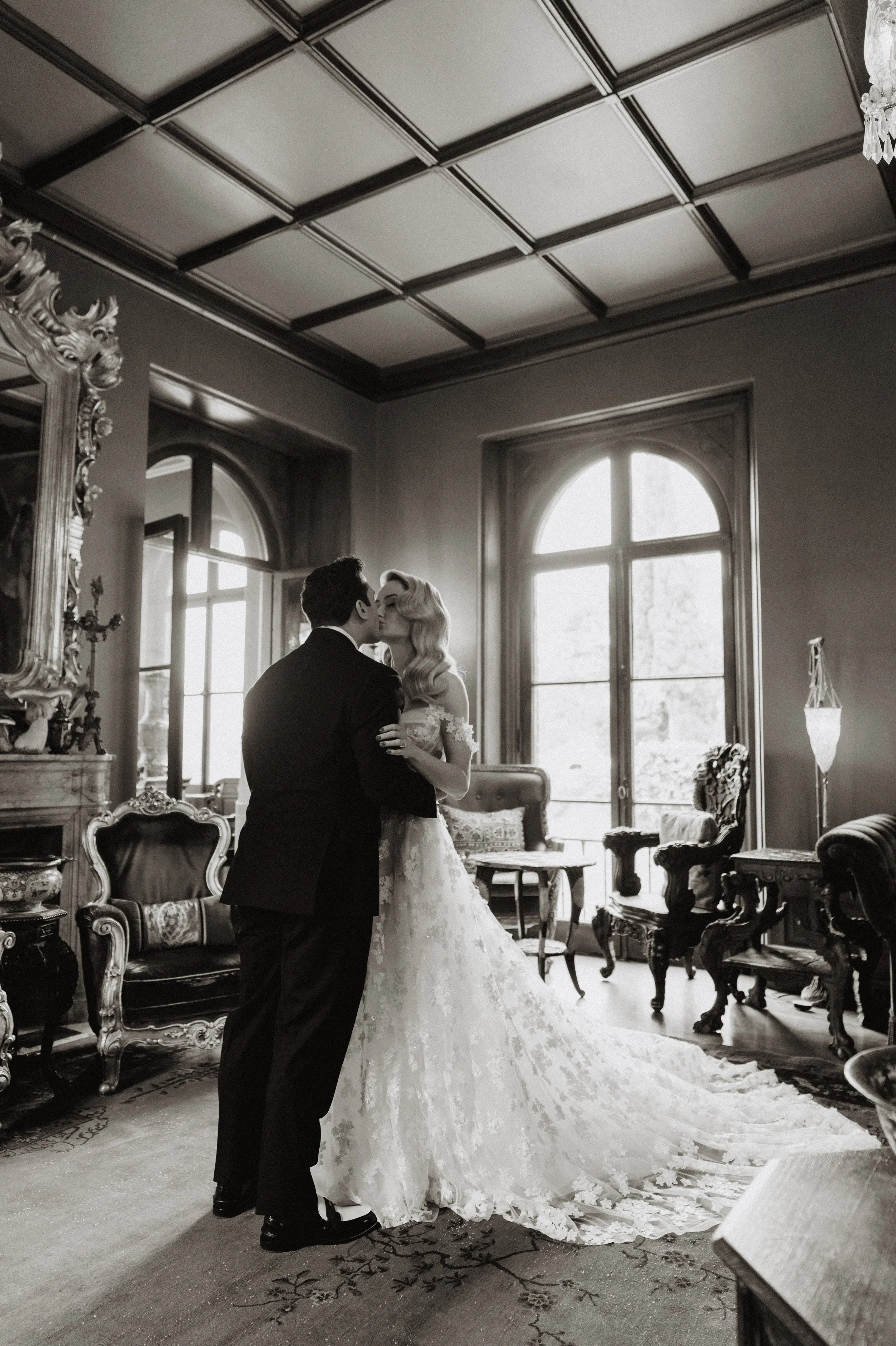 bride and groom first look on their wedding day