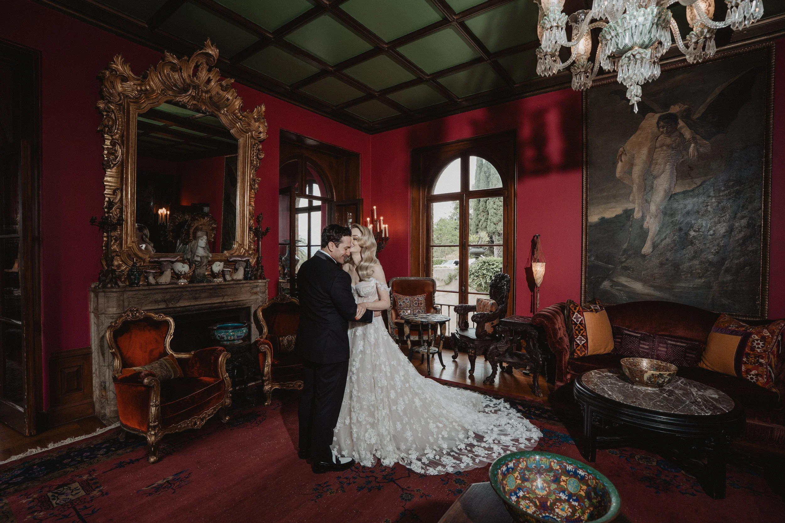 bride and groom first look on their wedding day