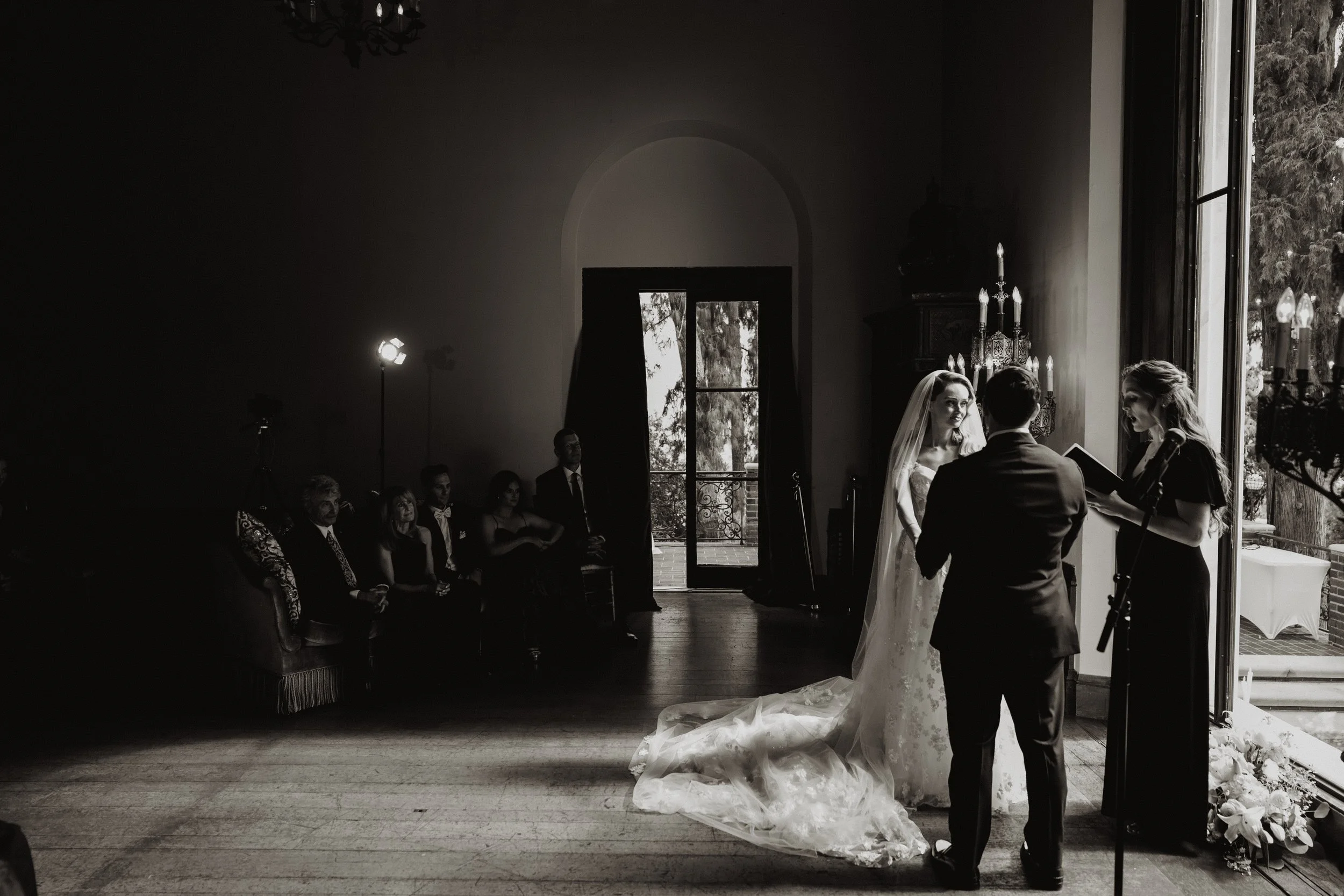 bride and groom wedding ceremony at paramour estate