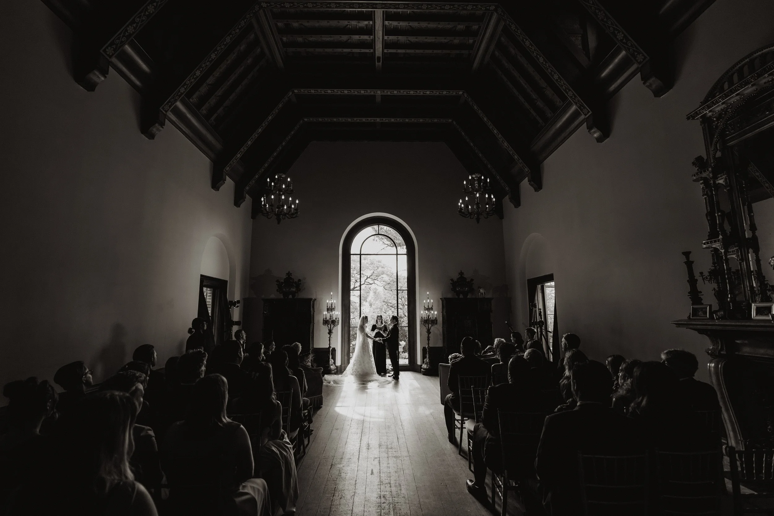bride and groom wedding ceremony at paramour estate