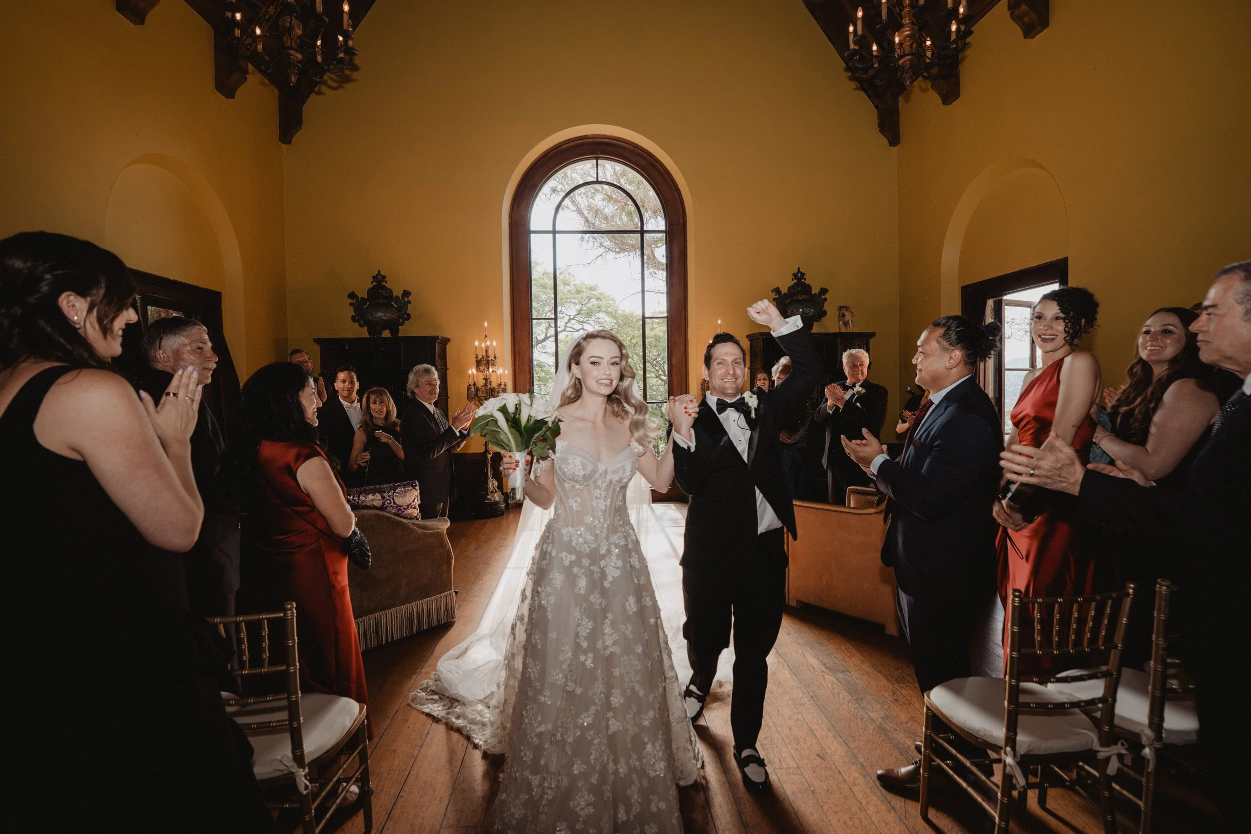 bride and groom wedding ceremony at paramour estate