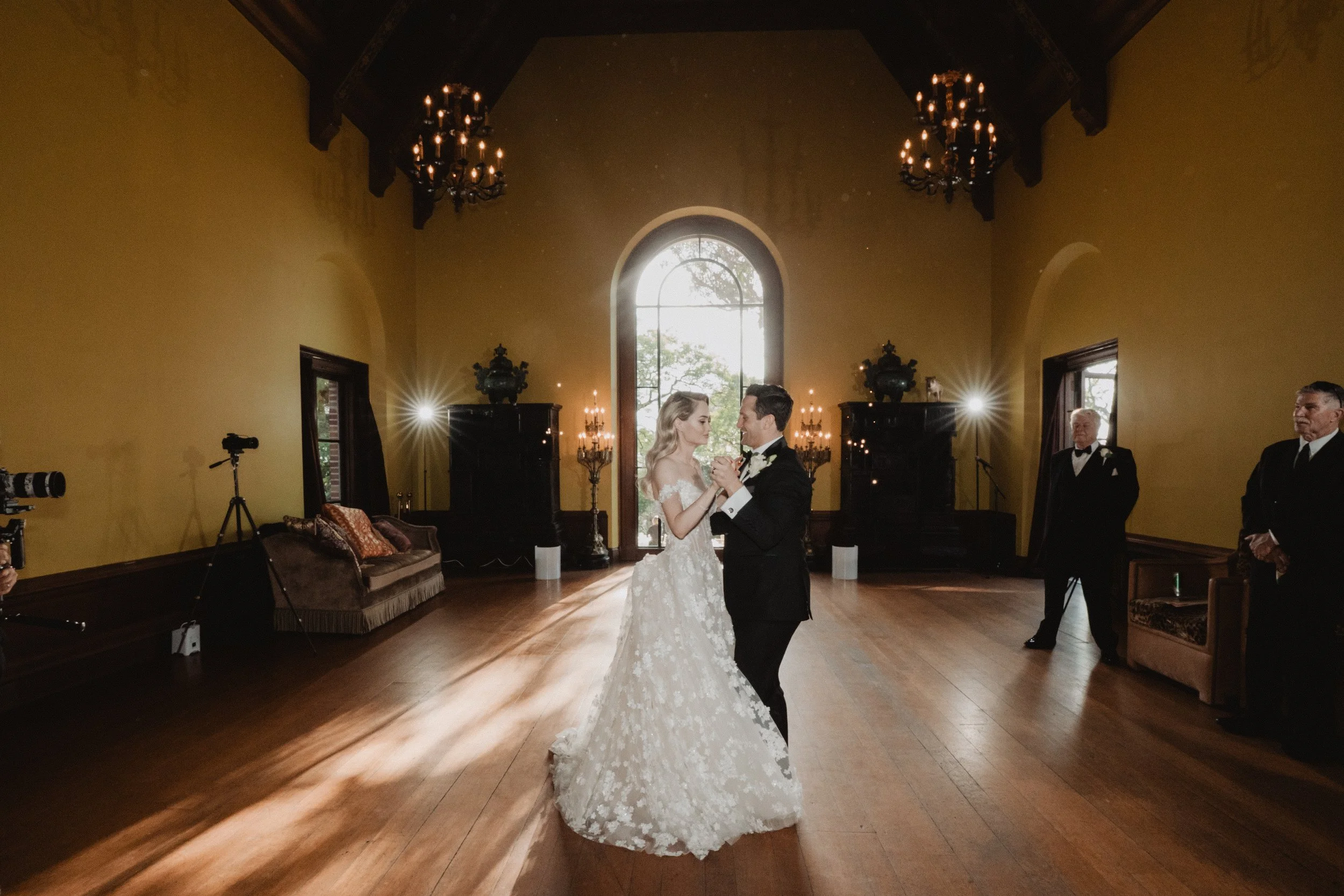 bride and groom dancing during their wedding reception