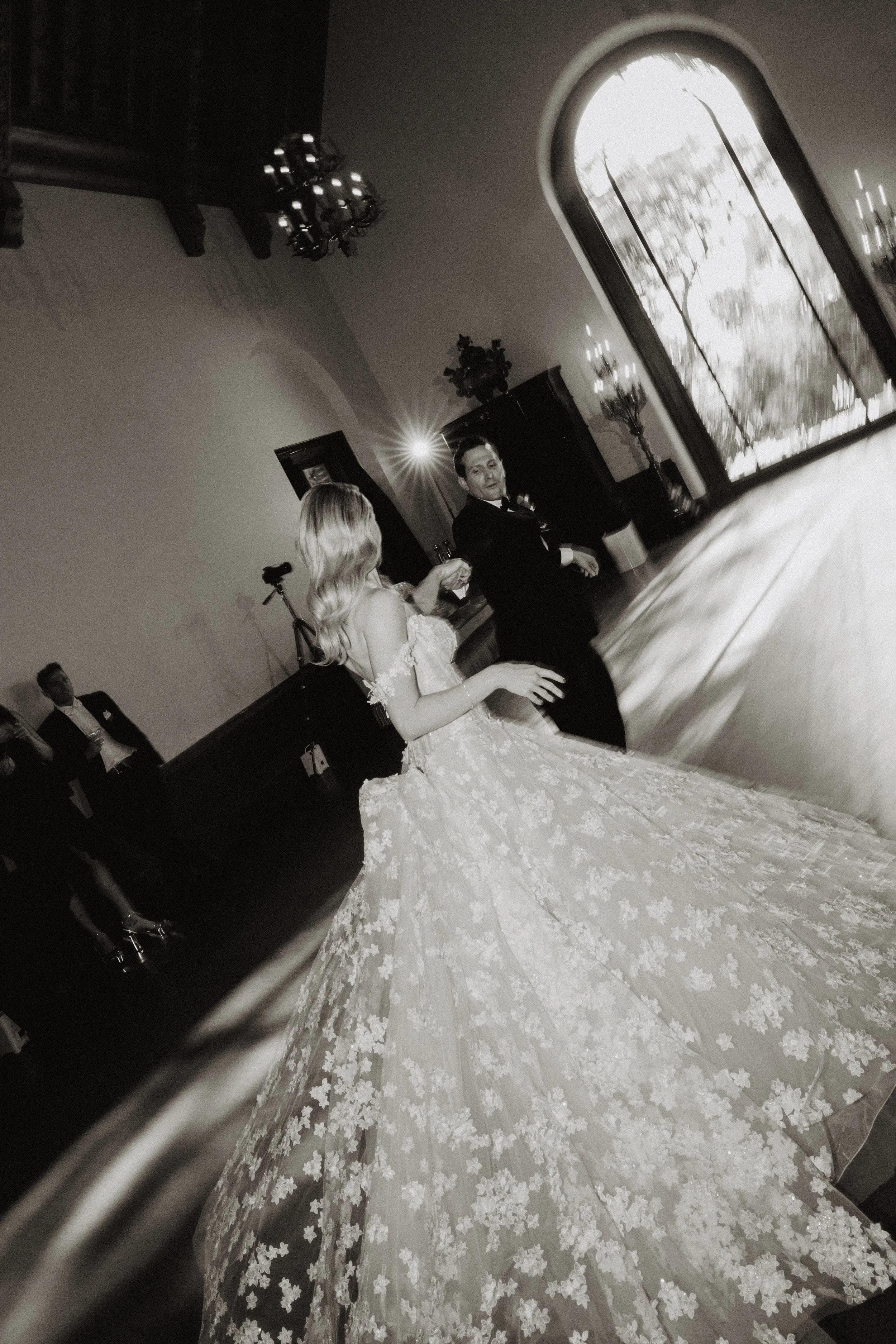 bride and groom dancing during their wedding reception